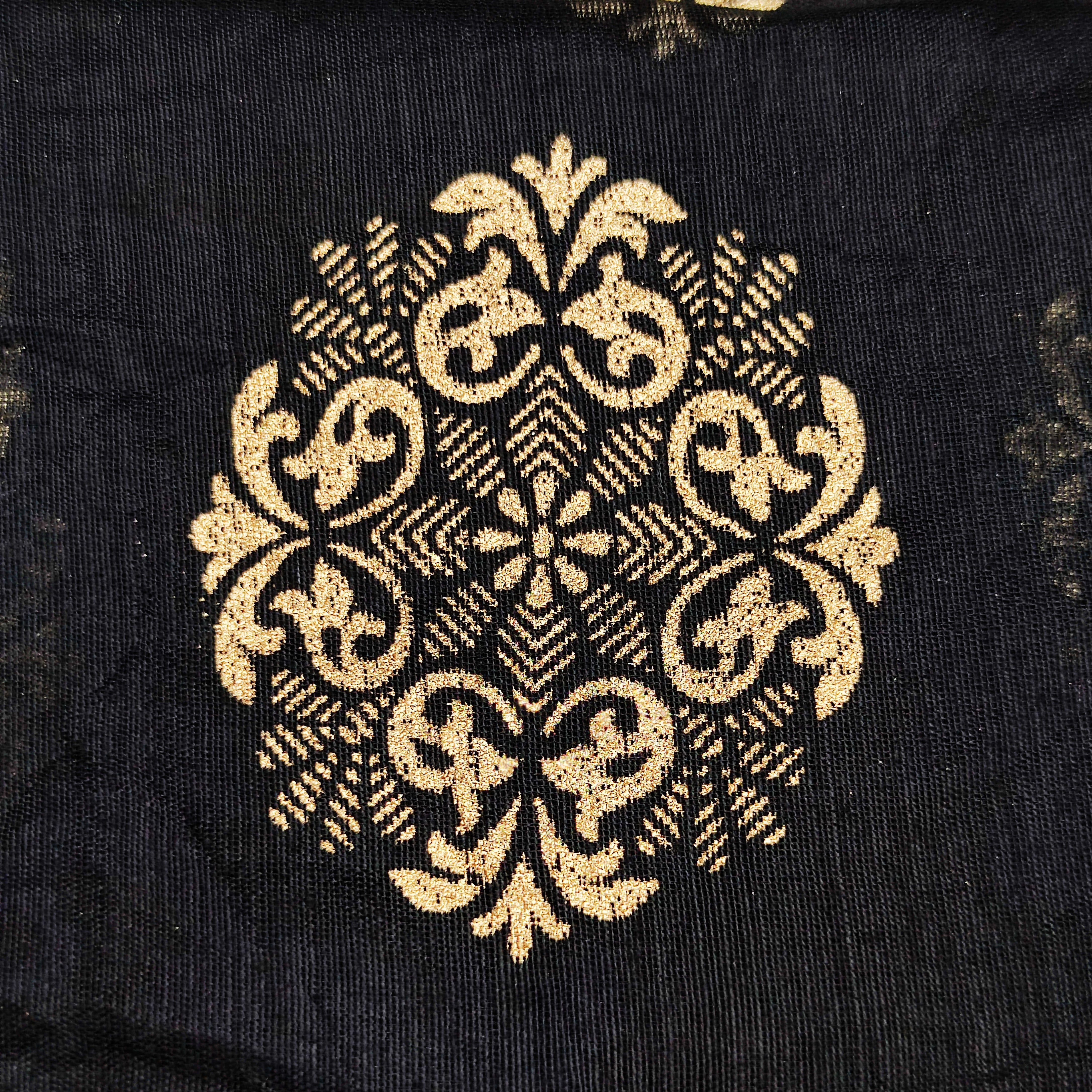 Women's Black Self Woven Gold Zari Paisley Design Cotton Silk Dupatta With Tassles - NIMIDHYA