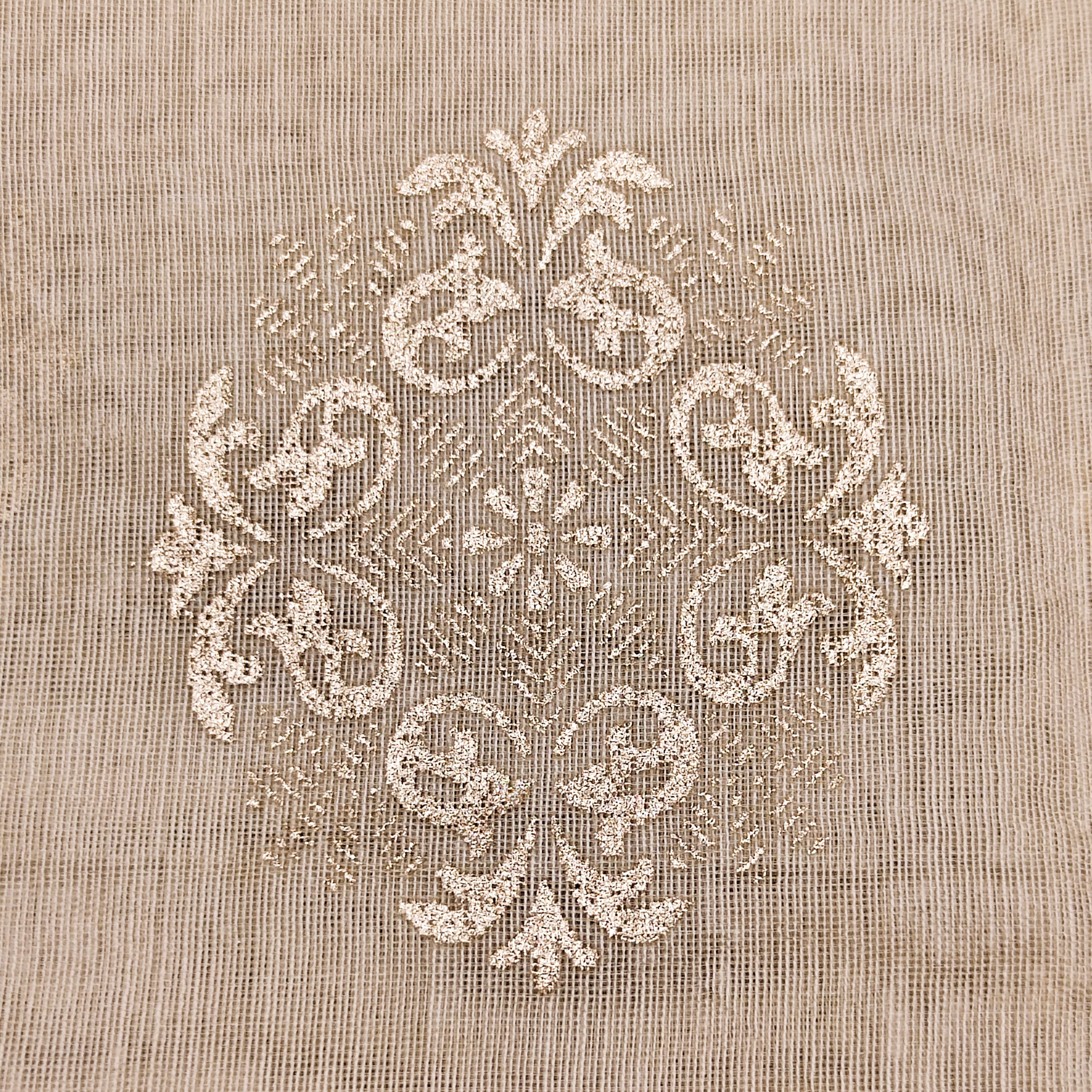 Women's Chiku Self Woven Gold Zari Paisley Design Cotton Silk Dupatta With Tassles - NIMIDHYA