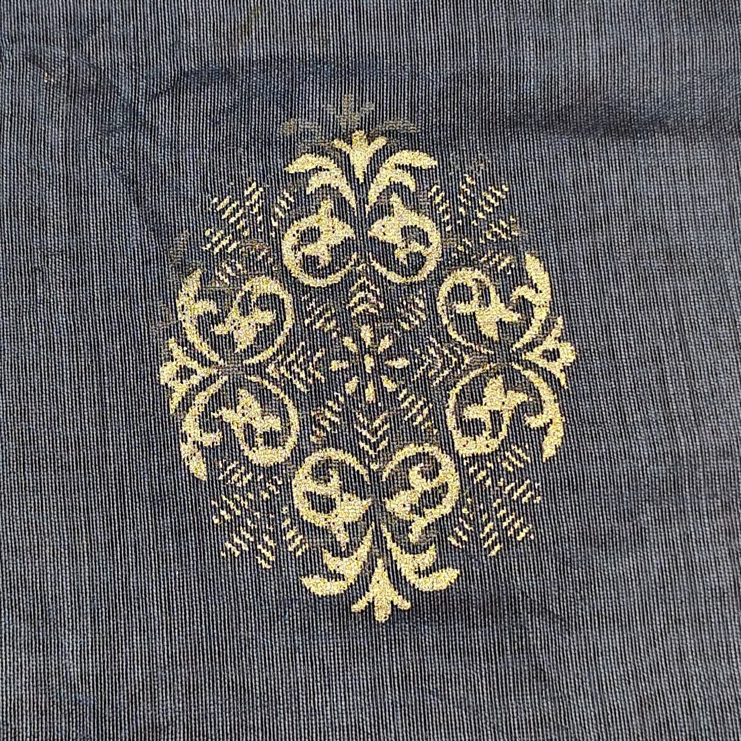Women's Dark Grey Self Woven Gold Zari Paisley Design Cotton Silk Dupatta With Tassles - NIMIDHYA