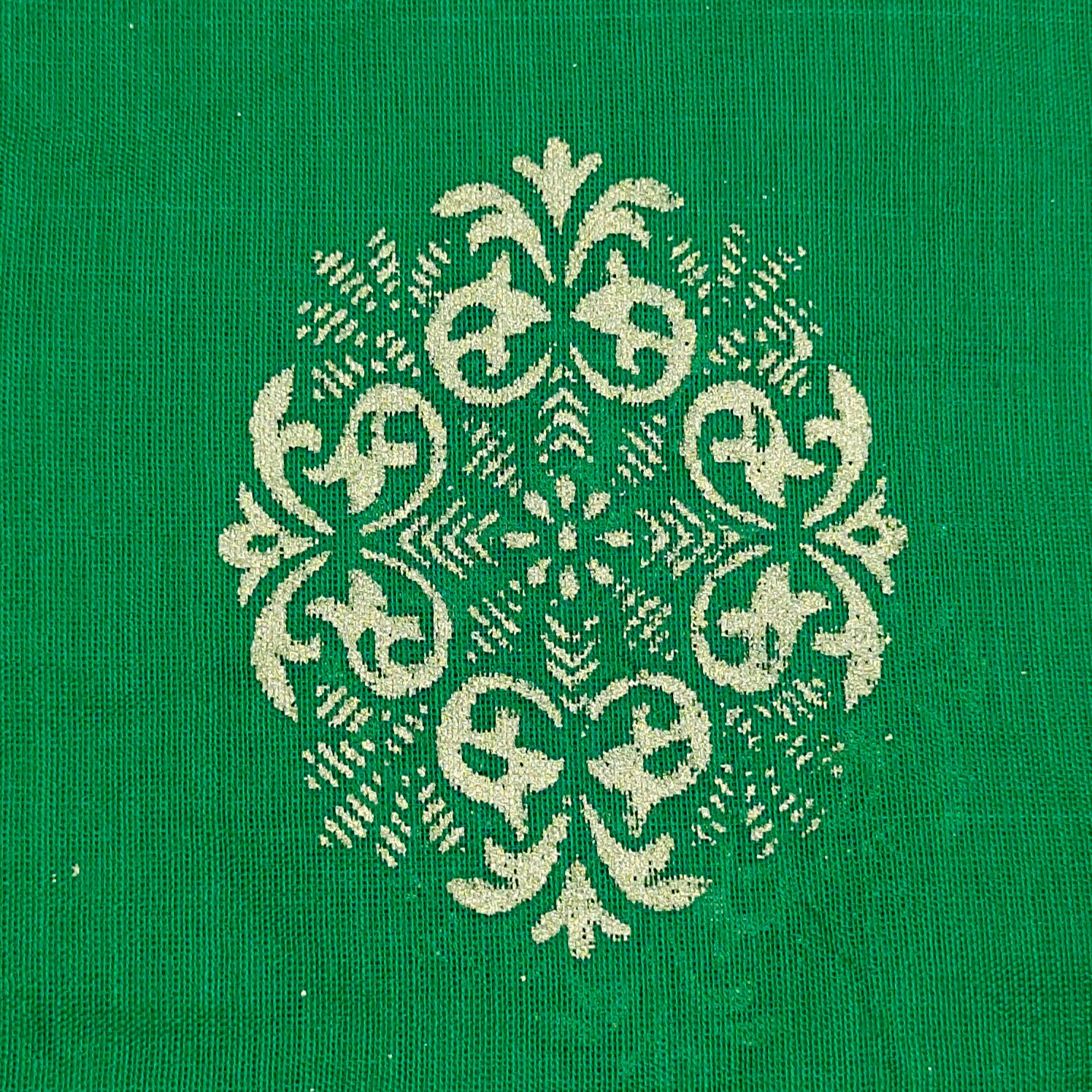Women's Dark Green Self Woven Gold Zari Paisley Design Cotton Silk Dupatta With Tassles - NIMIDHYA