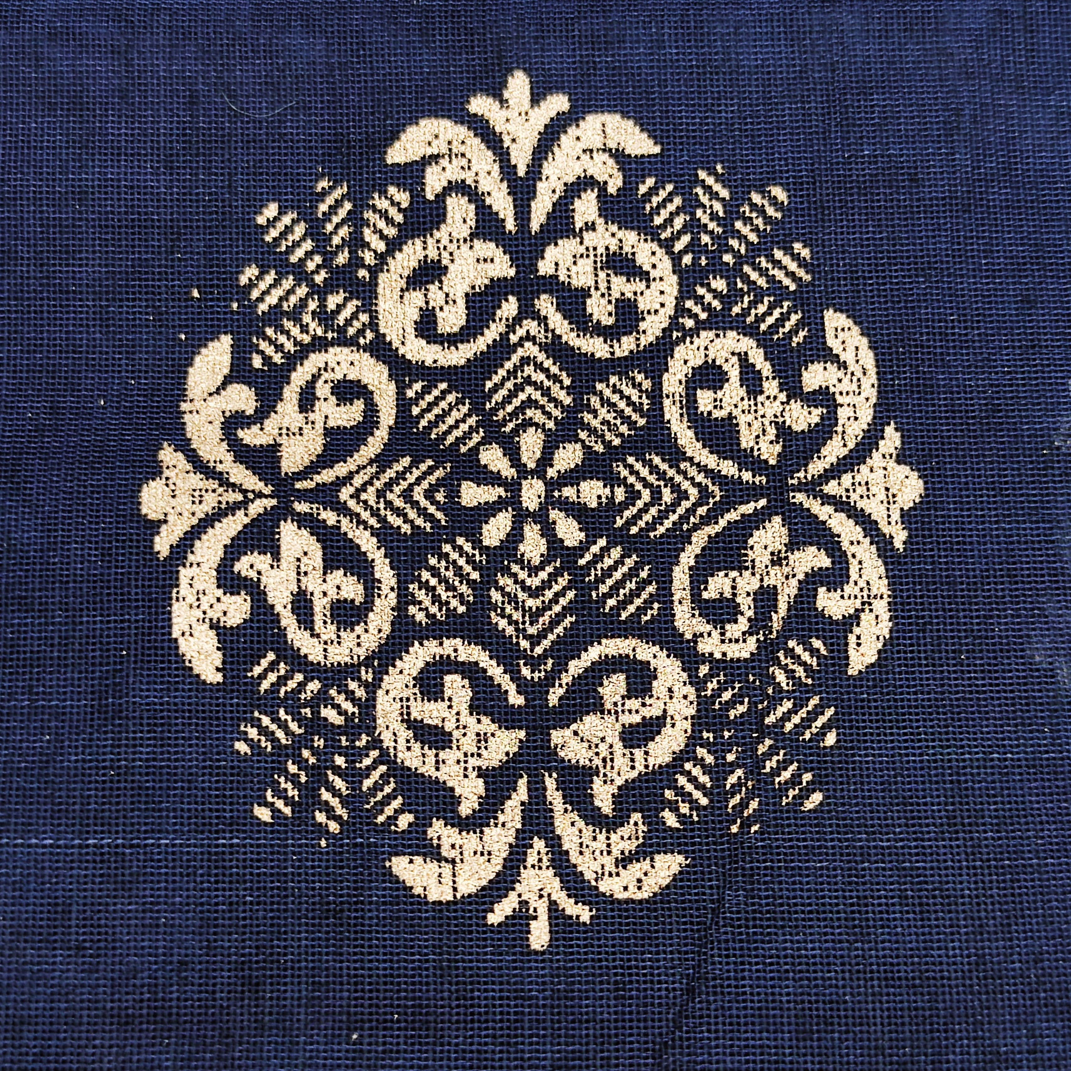 Women's Navy Blue Self Woven Gold Zari Paisley Design Cotton Silk Dupatta With Tassles - NIMIDHYA