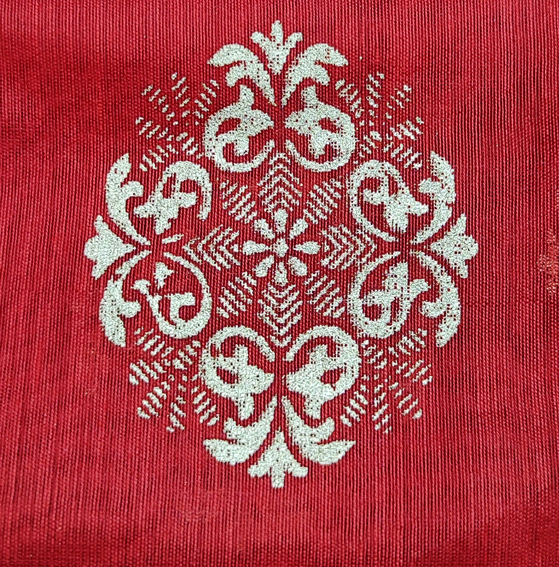 Women's Red Self Woven Gold Zari Paisley Design Cotton Silk Dupatta With Tassles - NIMIDHYA