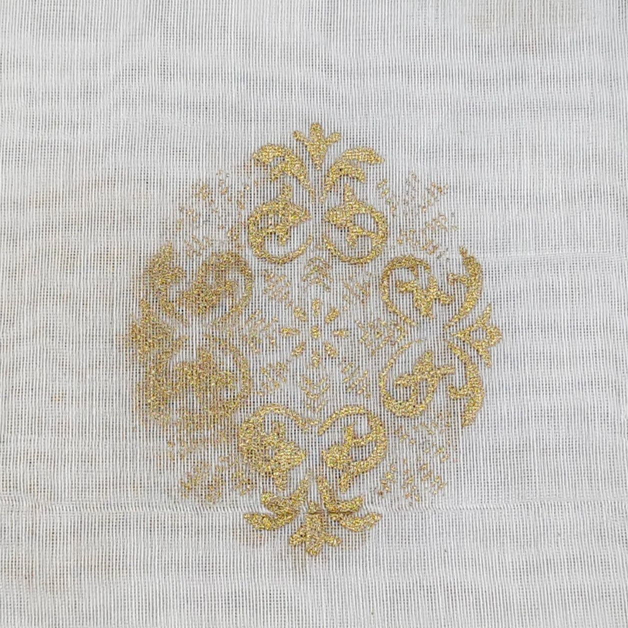 Women's White Self Woven Gold Zari Paisley Design Cotton Silk Dupatta With Tassles - NIMIDHYA
