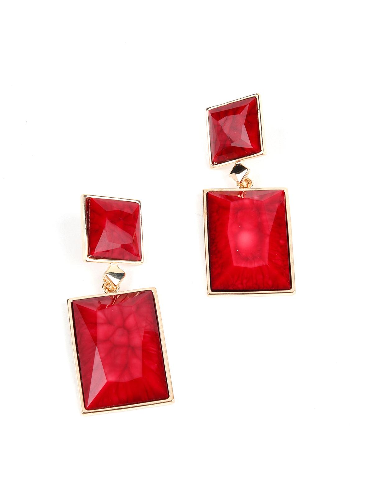 Women's Cherry Red Rhinestone Dangle Earring