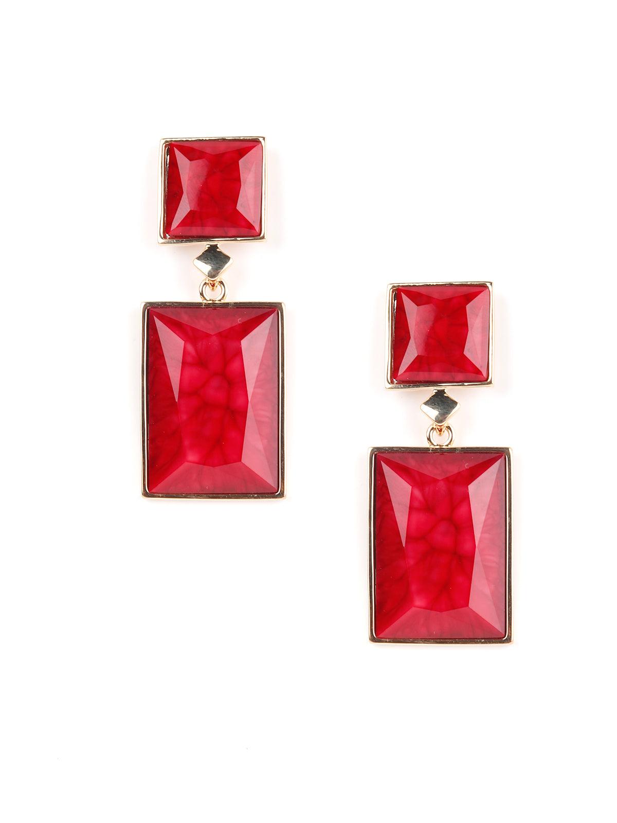 Women's Cherry Red Rhinestone Dangle Earring