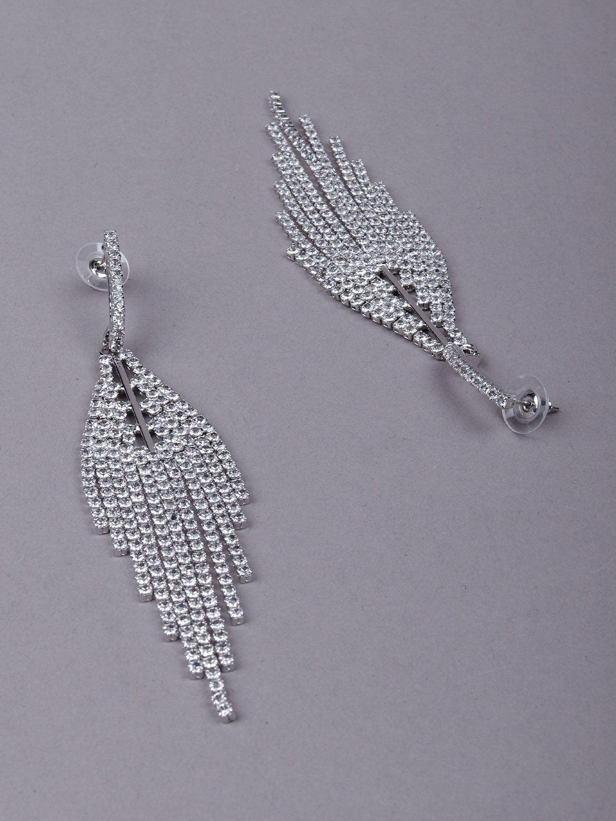 Women's Classic Crystal Drop Earrings-Silve