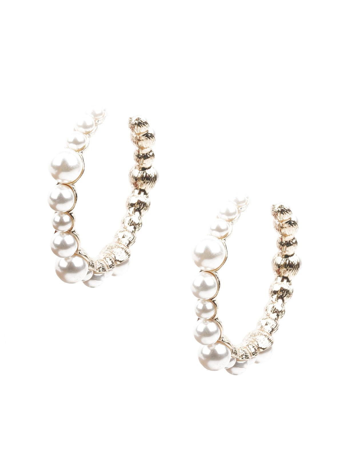 Women's Classic White And Gold Hoop Earring