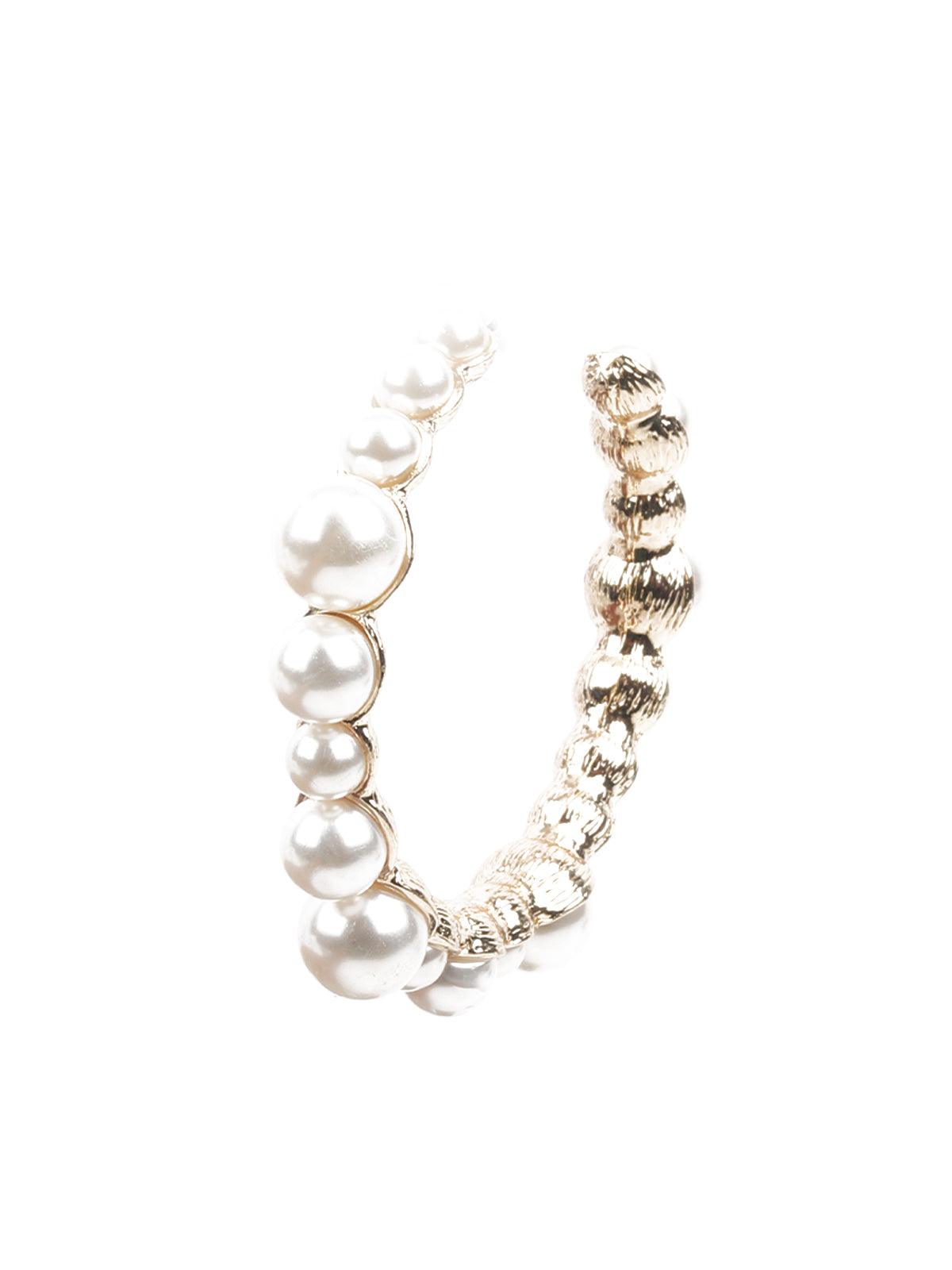 Women's Classic White And Gold Hoop Earring
