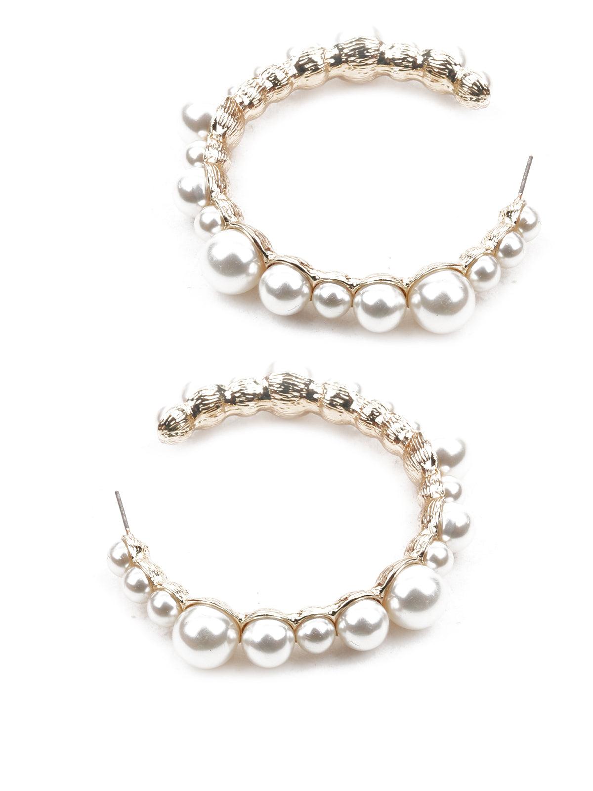 Women's Classic White And Gold Hoop Earring