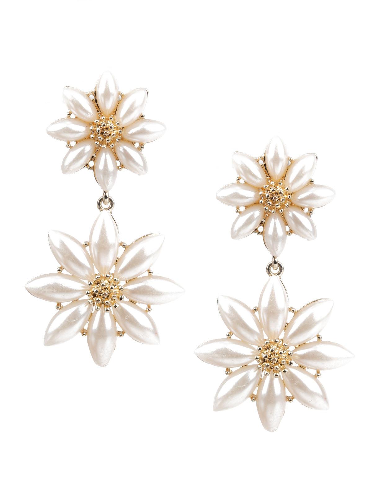 Women's Classy Gold And White Dangle Earring