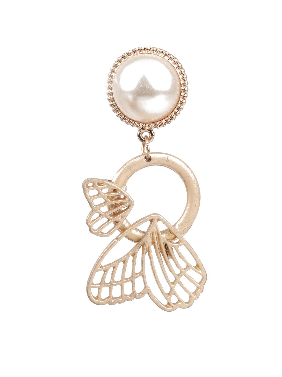 Women's Classy Gold And White Dangle Earring