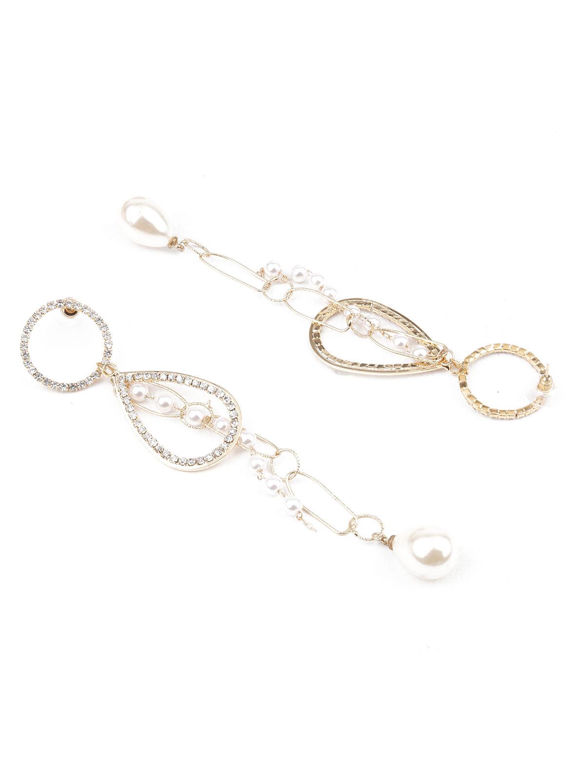 Women's Classy Gold And White Dangle Earring