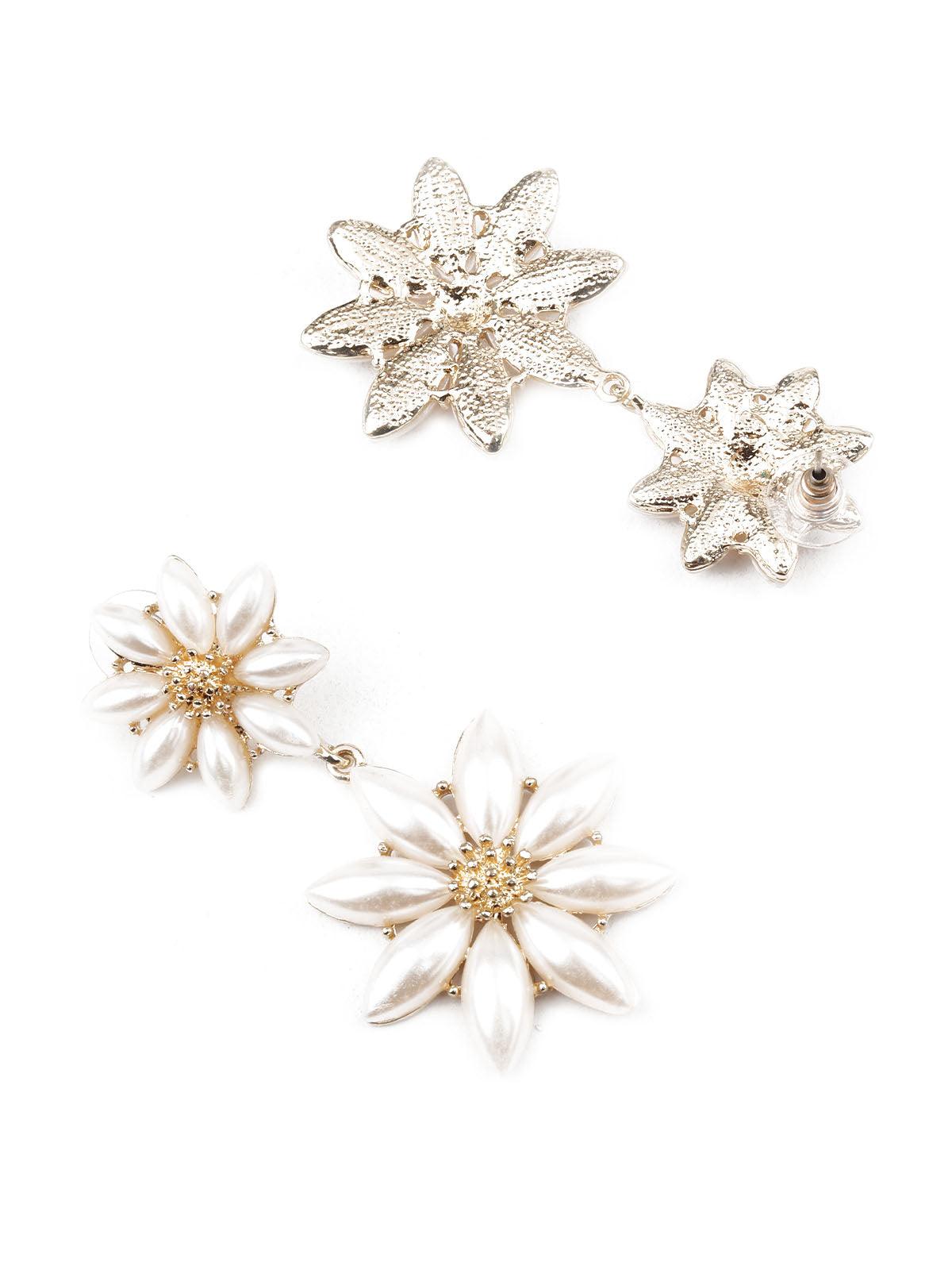 Women's Classy Gold And White Dangle Earring