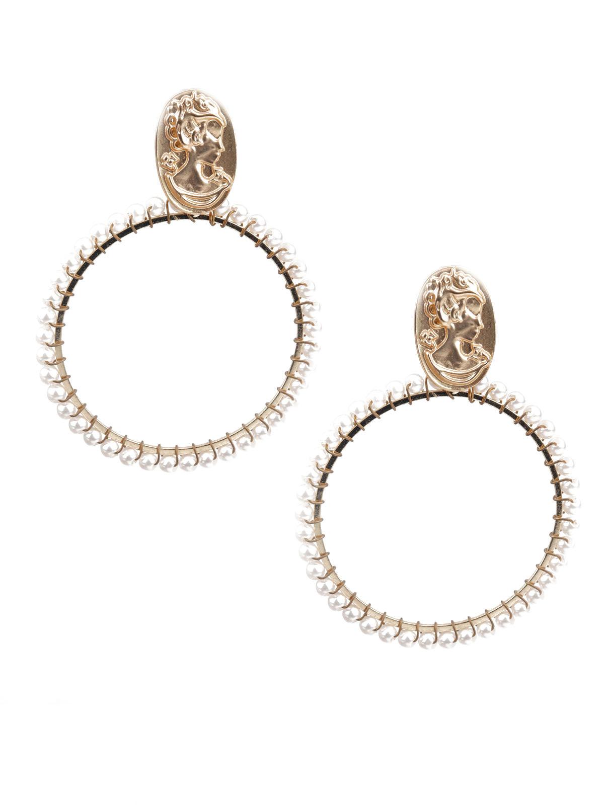Women's Classy Gold And White Hoop Earring