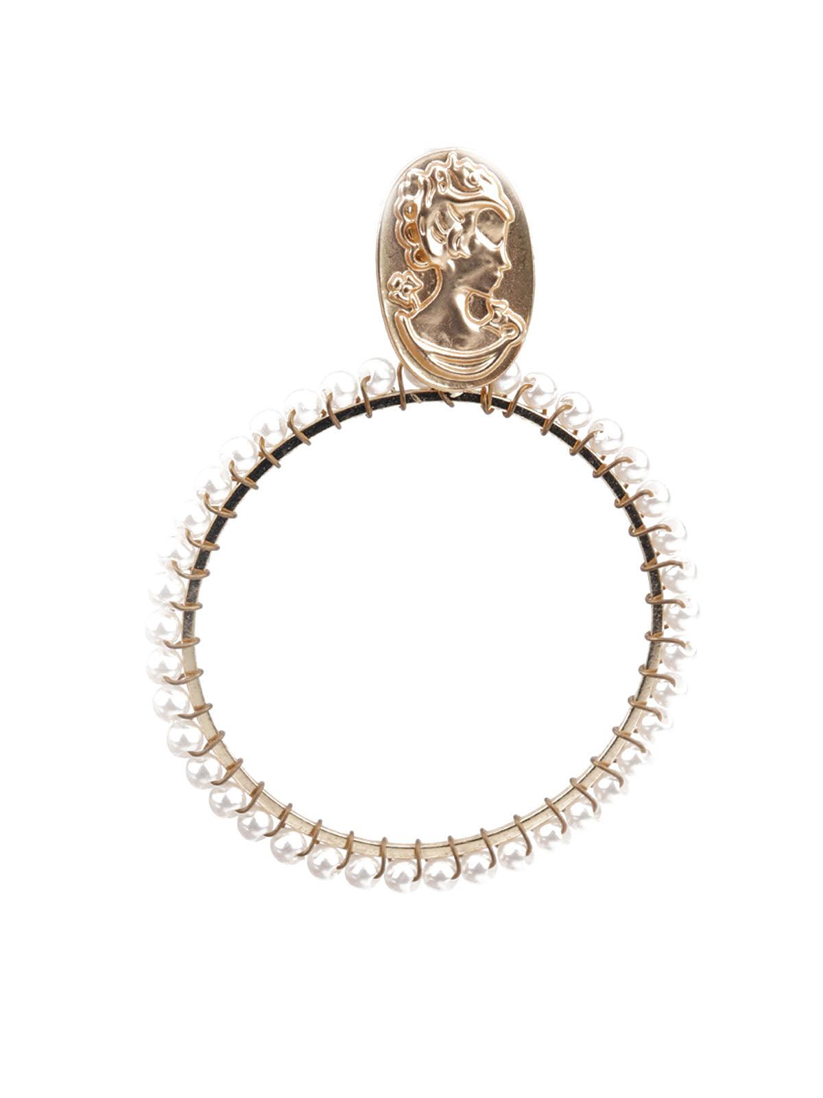Women's Classy Gold And White Hoop Earring
