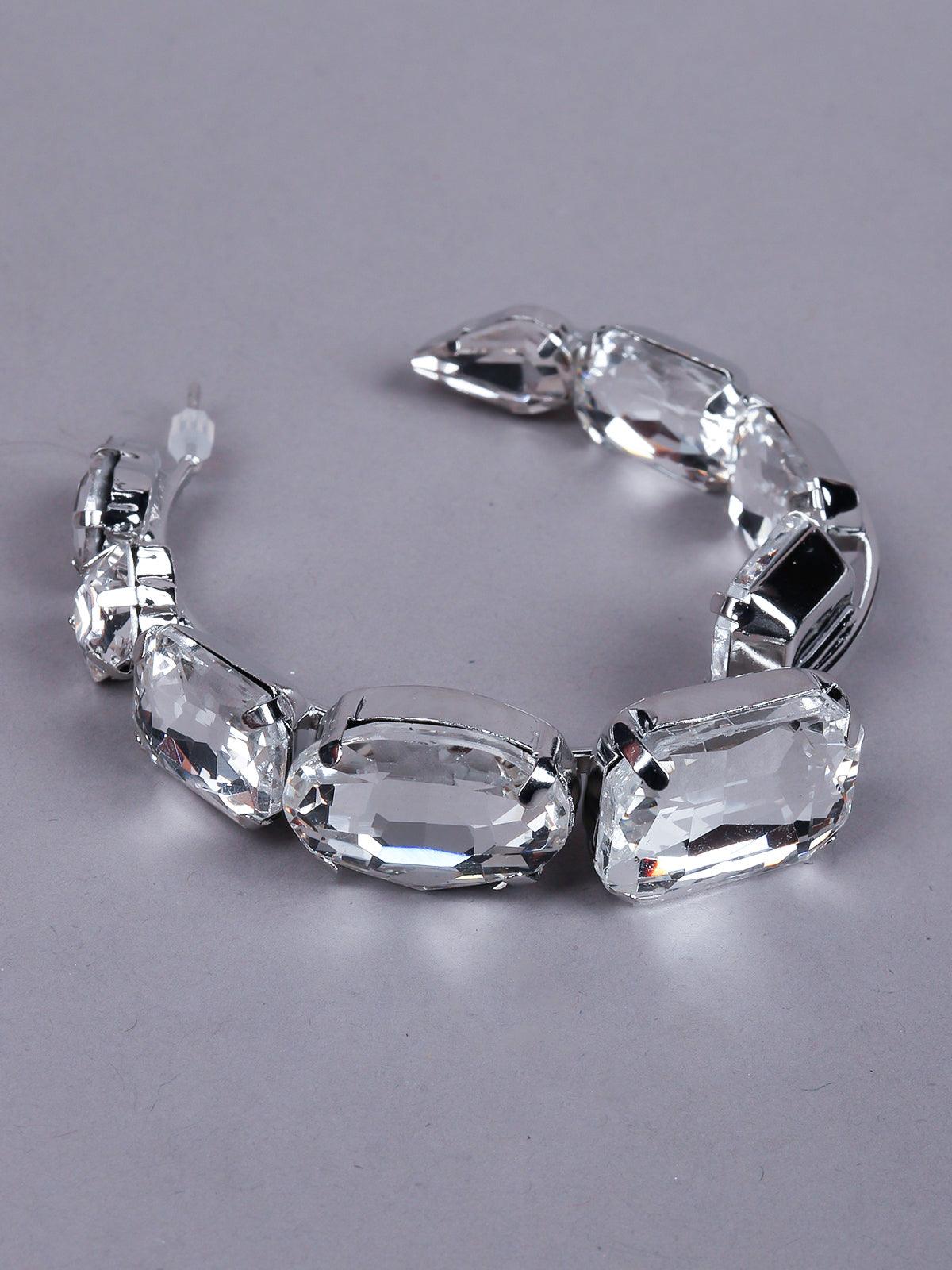 Women's Clear Crystal-Embellished Hoop Earring