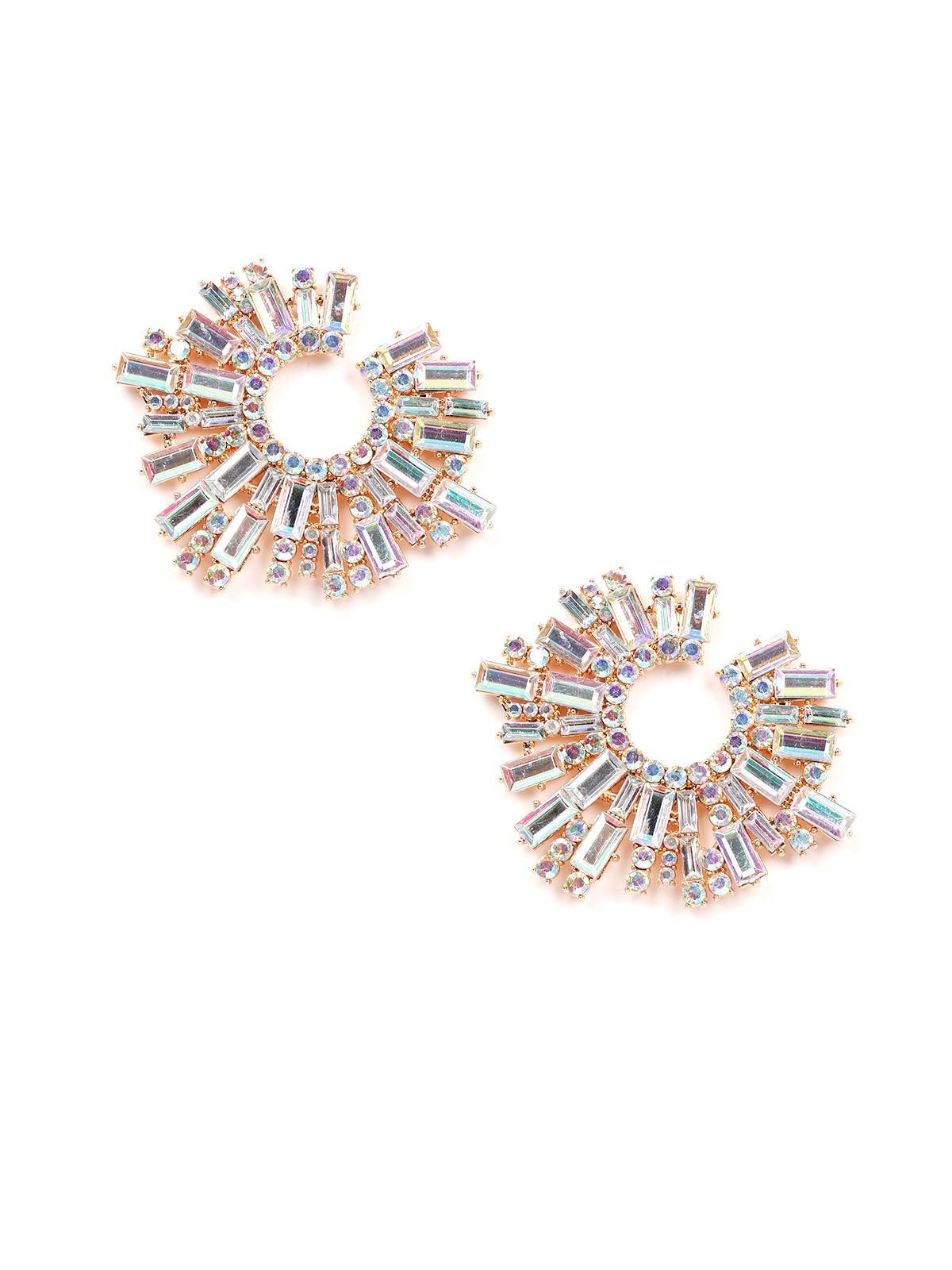 Women's Clear Rounded Crystal Statement Earring