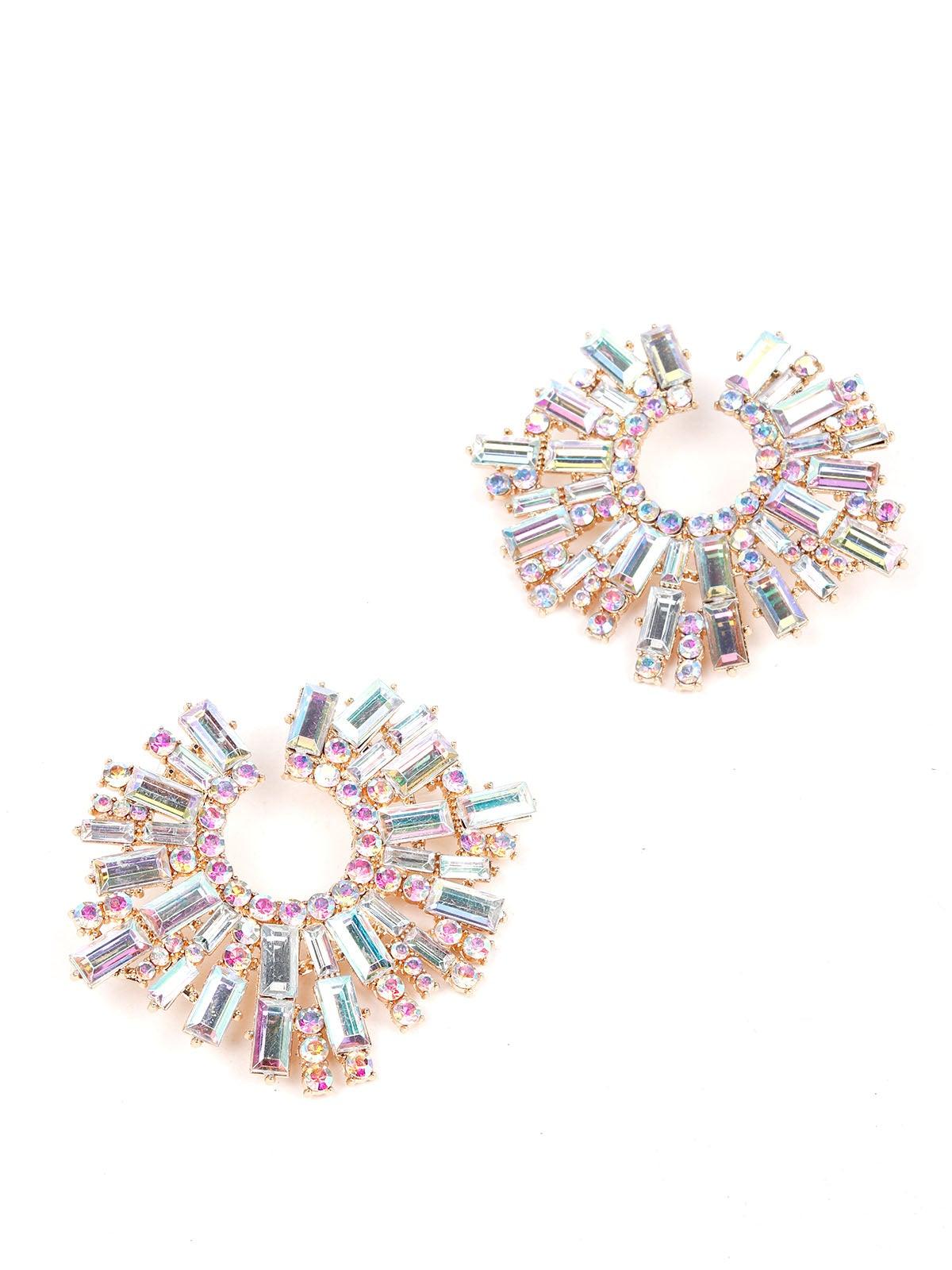 Women's Clear Rounded Crystal Statement Earring
