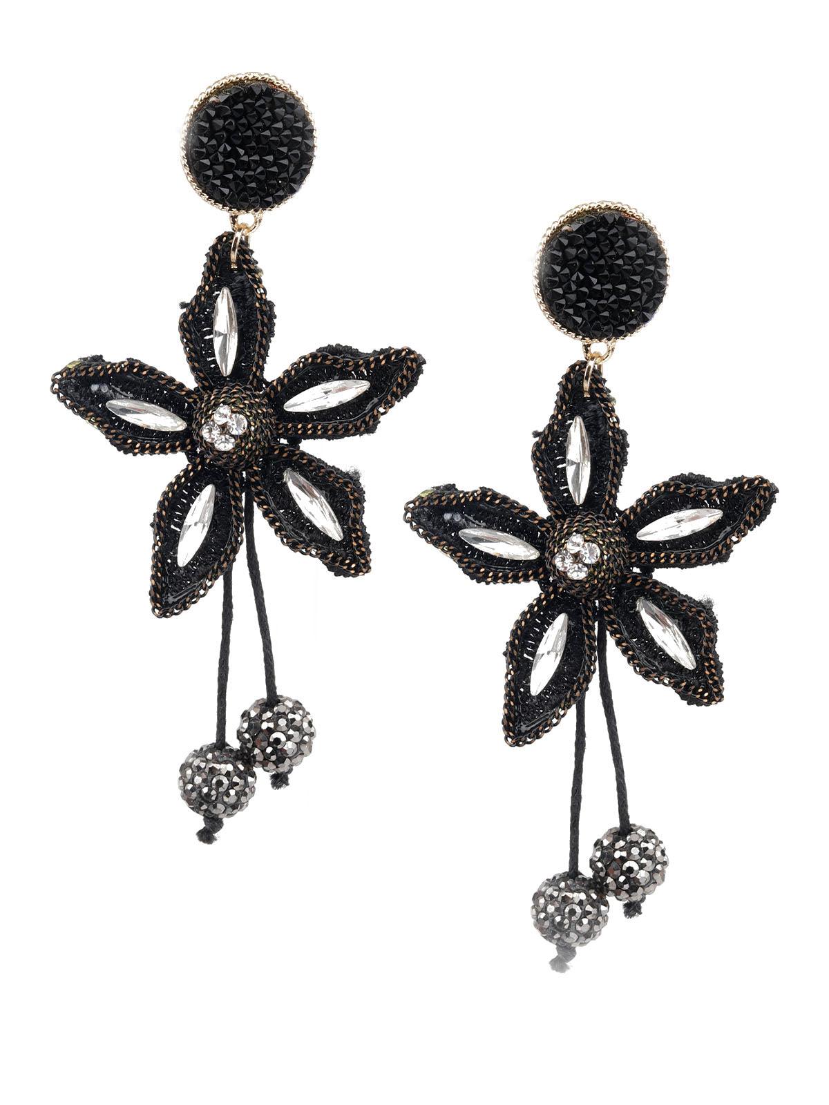 Women's Stylish Black Floral Dangle Earring