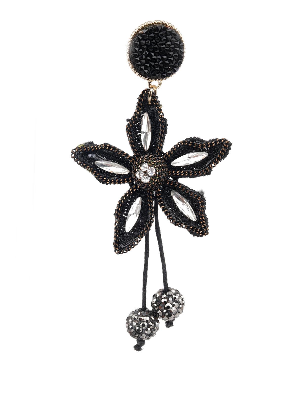 Women's Stylish Black Floral Dangle Earring