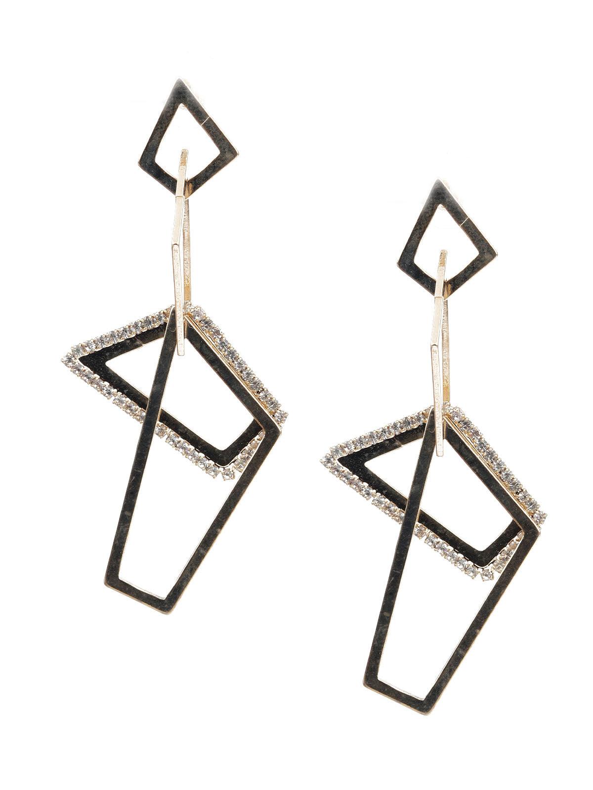 Women's Sunshine Gold And Black Dangler Earring