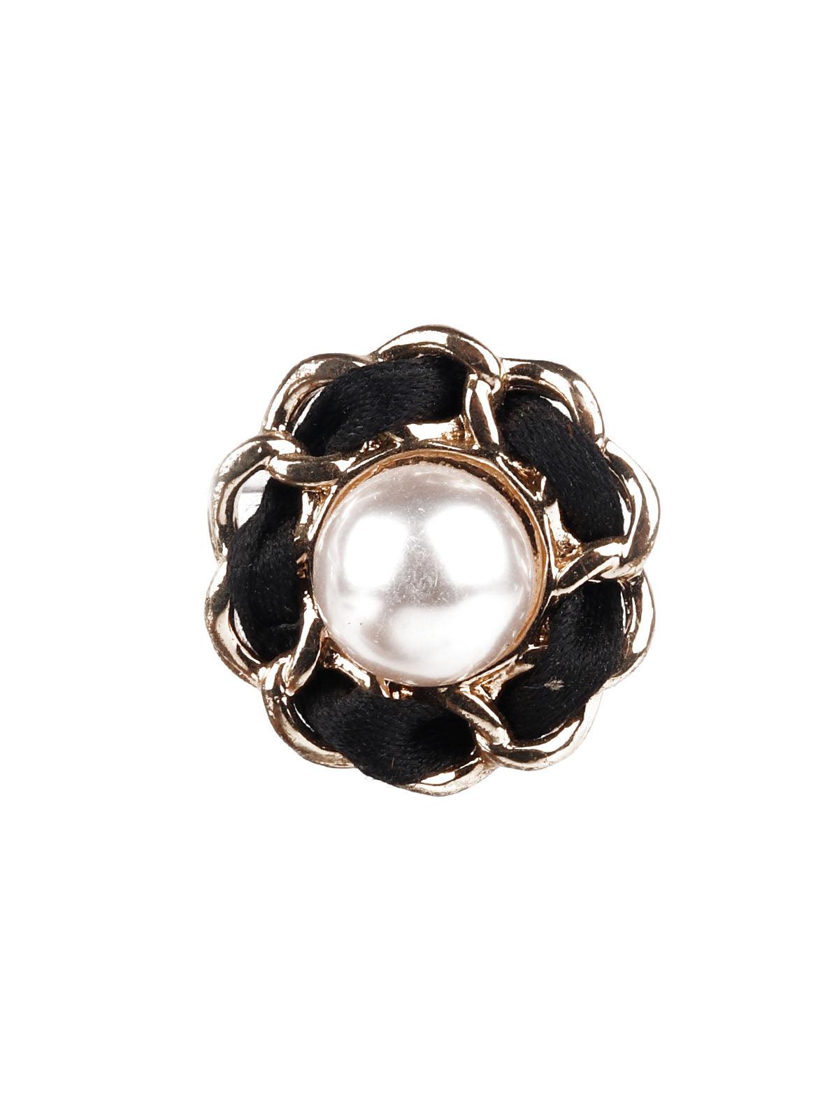 Women's Trendy Black And Gold Stud Earrin