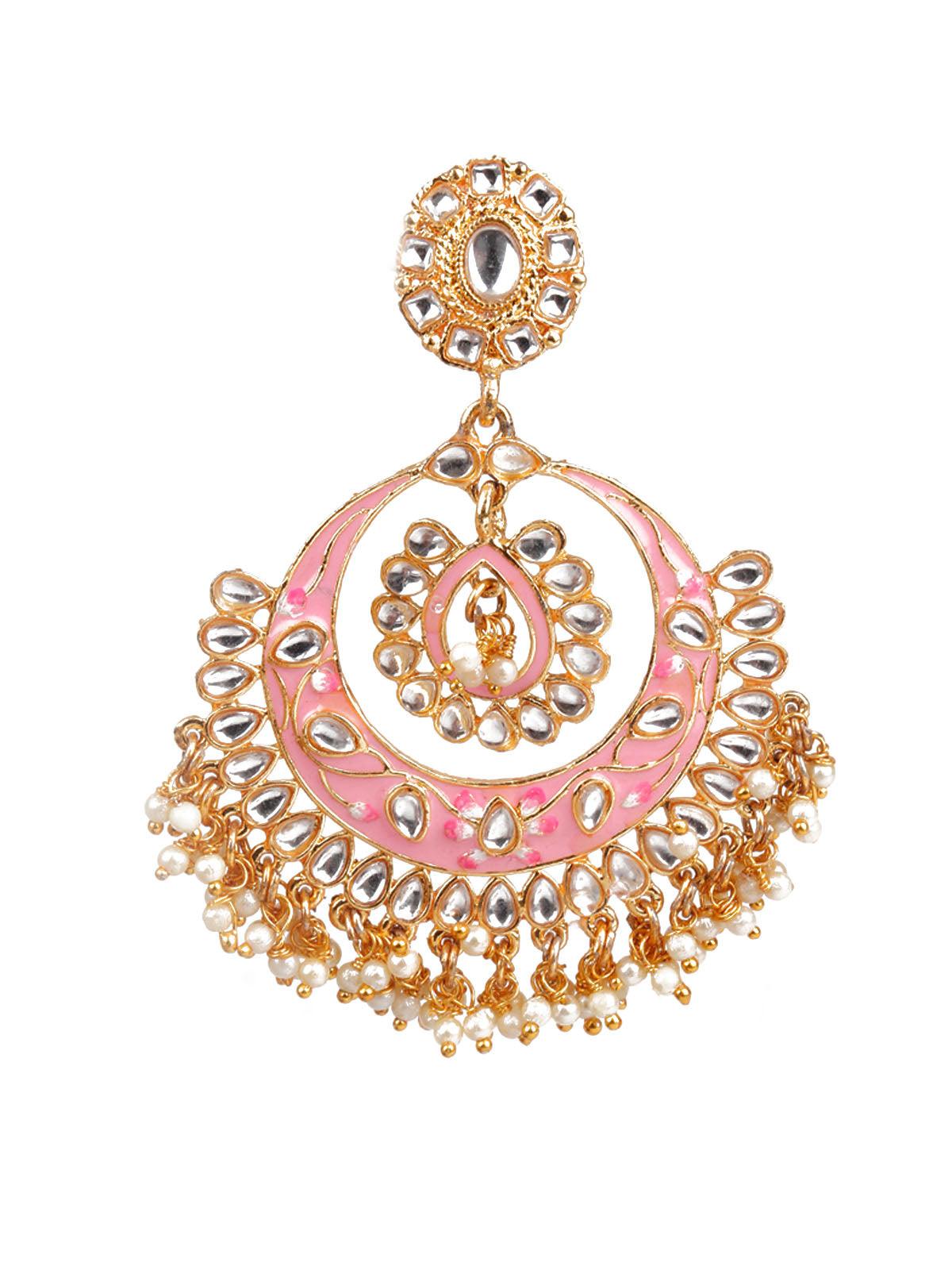 Women's Trendy White And Pink Dangle Earring