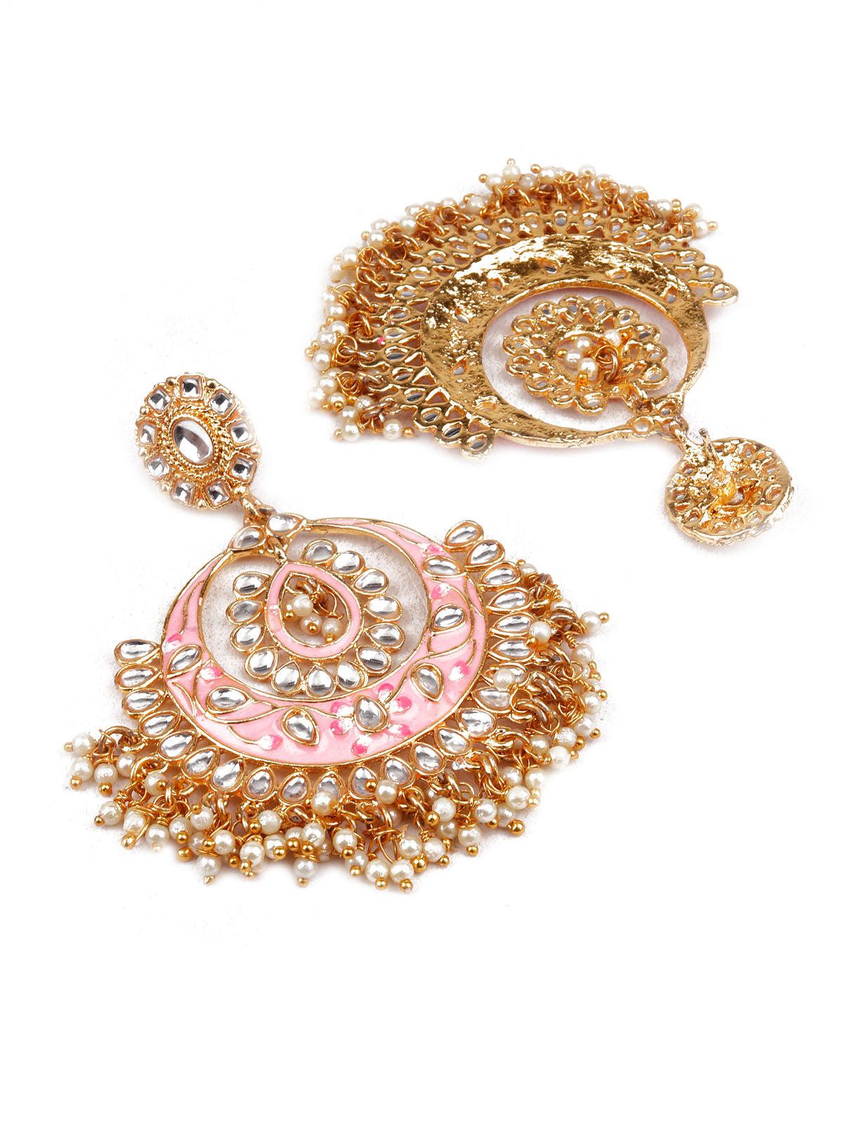 Women's Trendy White And Pink Dangle Earring