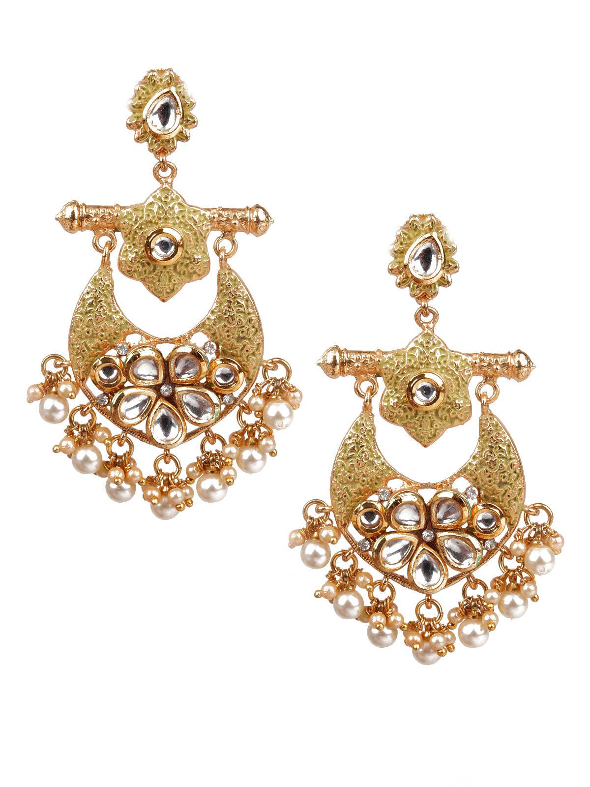 Women's Trendy Gold And Green Earring