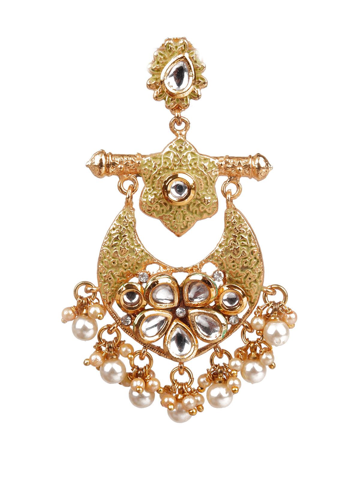 Women's Trendy Gold And Green Earring