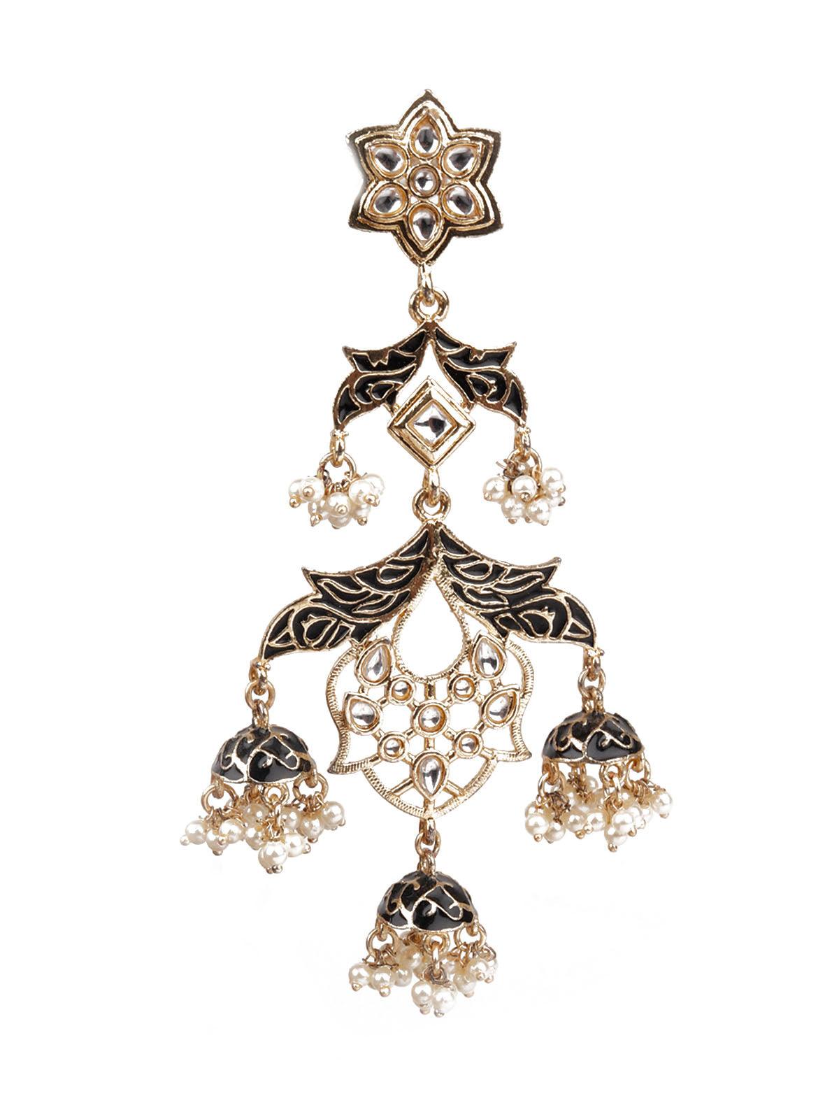 Women's Traditional Gold And Blue Dangler Earring