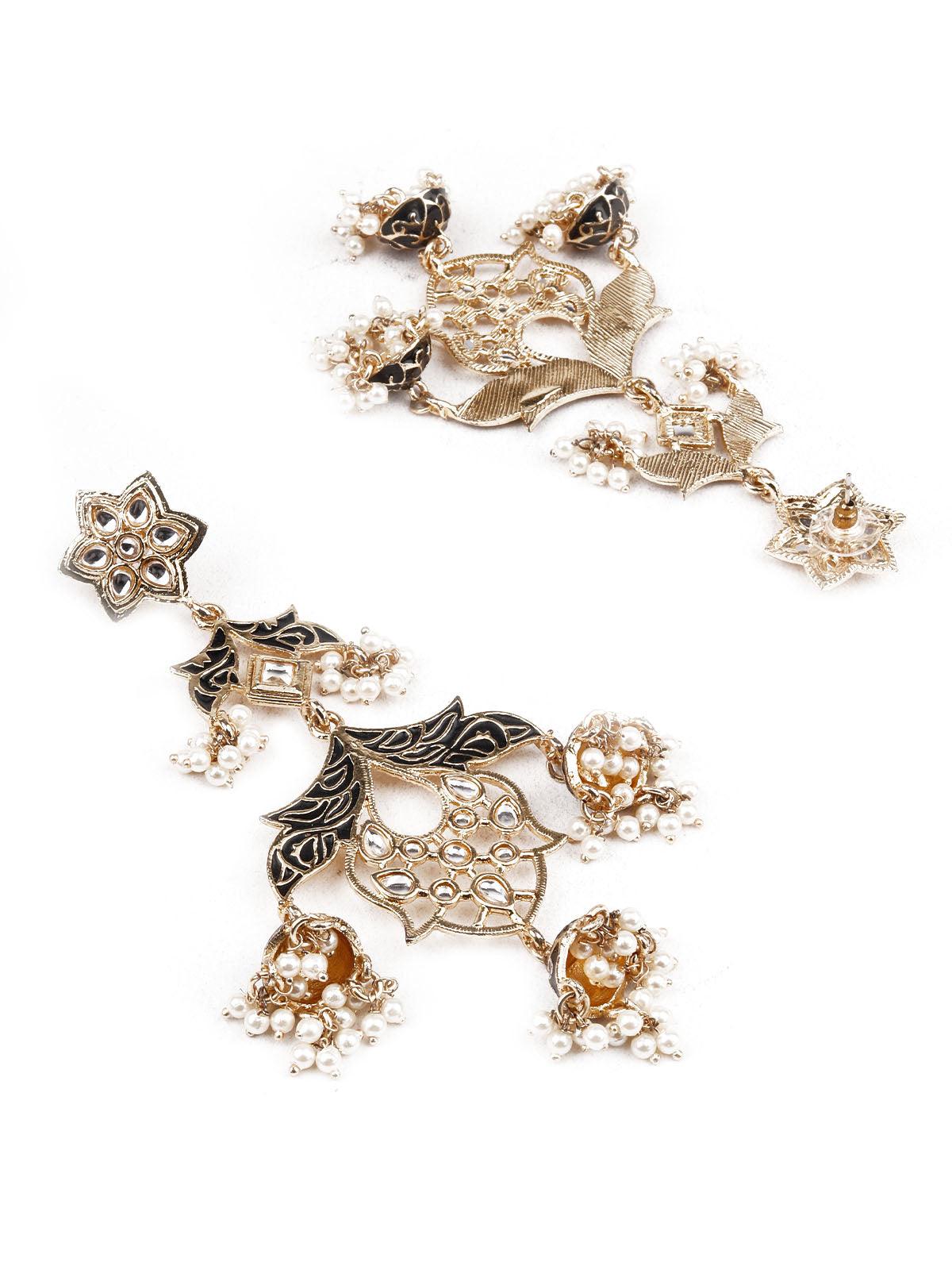 Women's Traditional Gold And Blue Dangler Earring