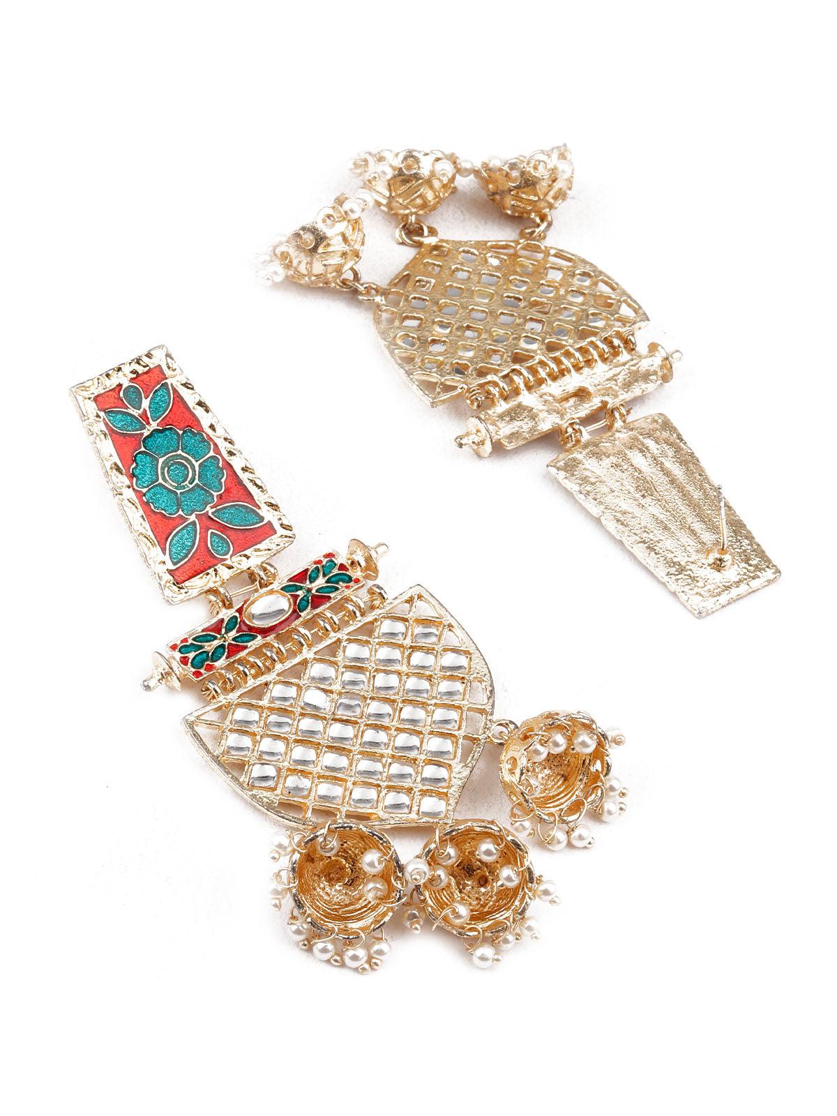 Women's Trendy Gold And Green Earring