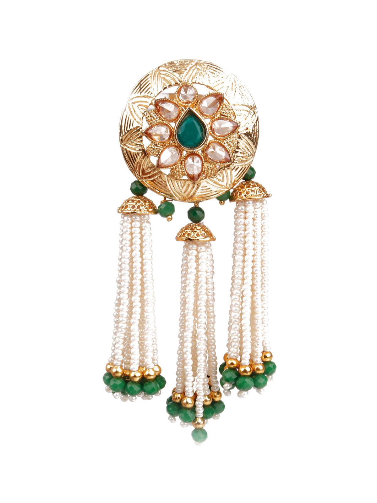 Women's Traditional Green And Gold Dangle Earring
