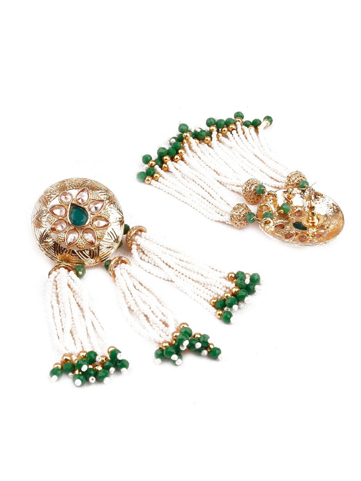 Women's Traditional Green And Gold Dangle Earring