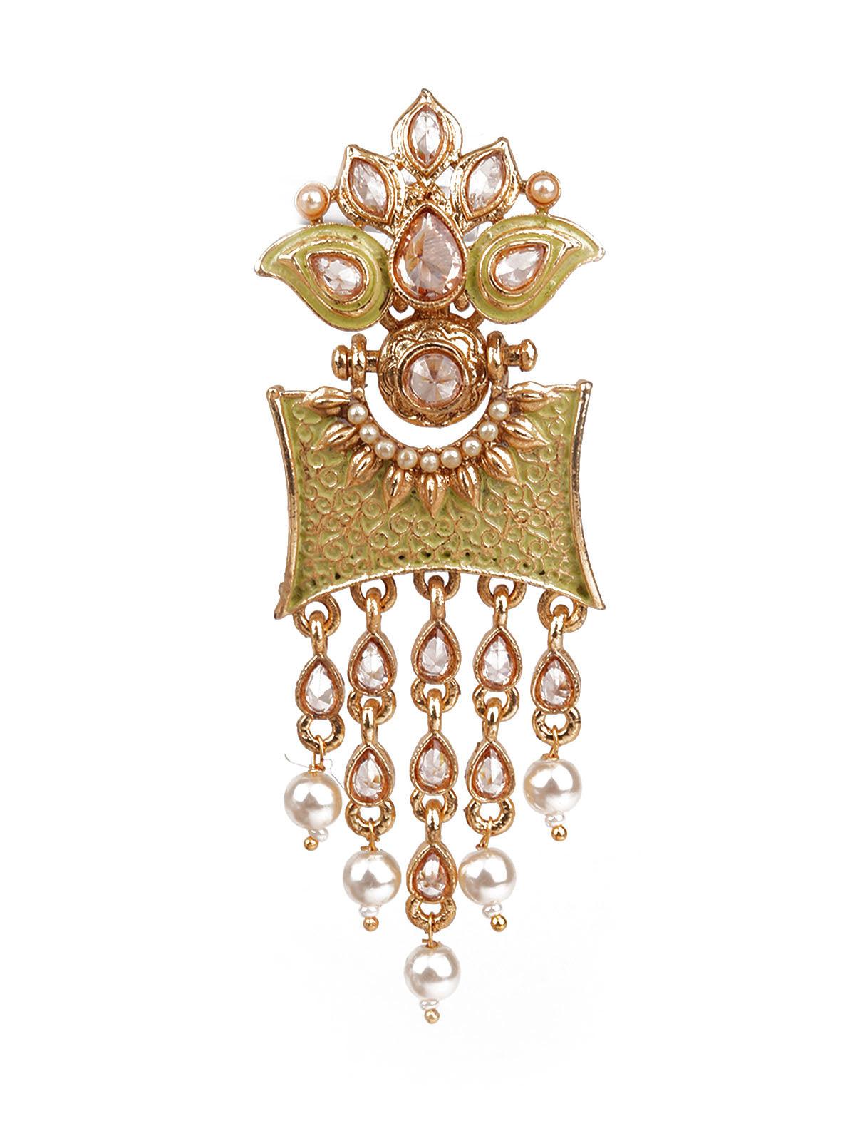 Women's Trendy Gold And Green Earring