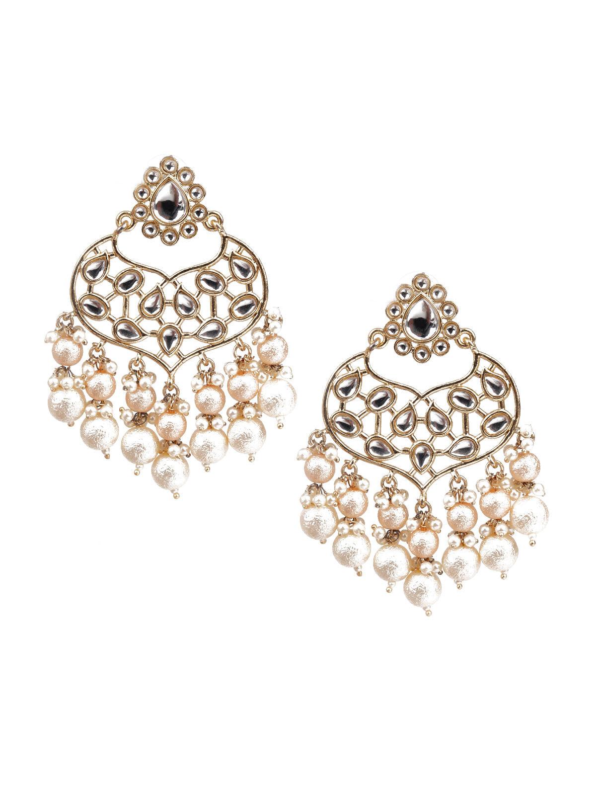 Women's Traditional Grey And White Dangler Earring
