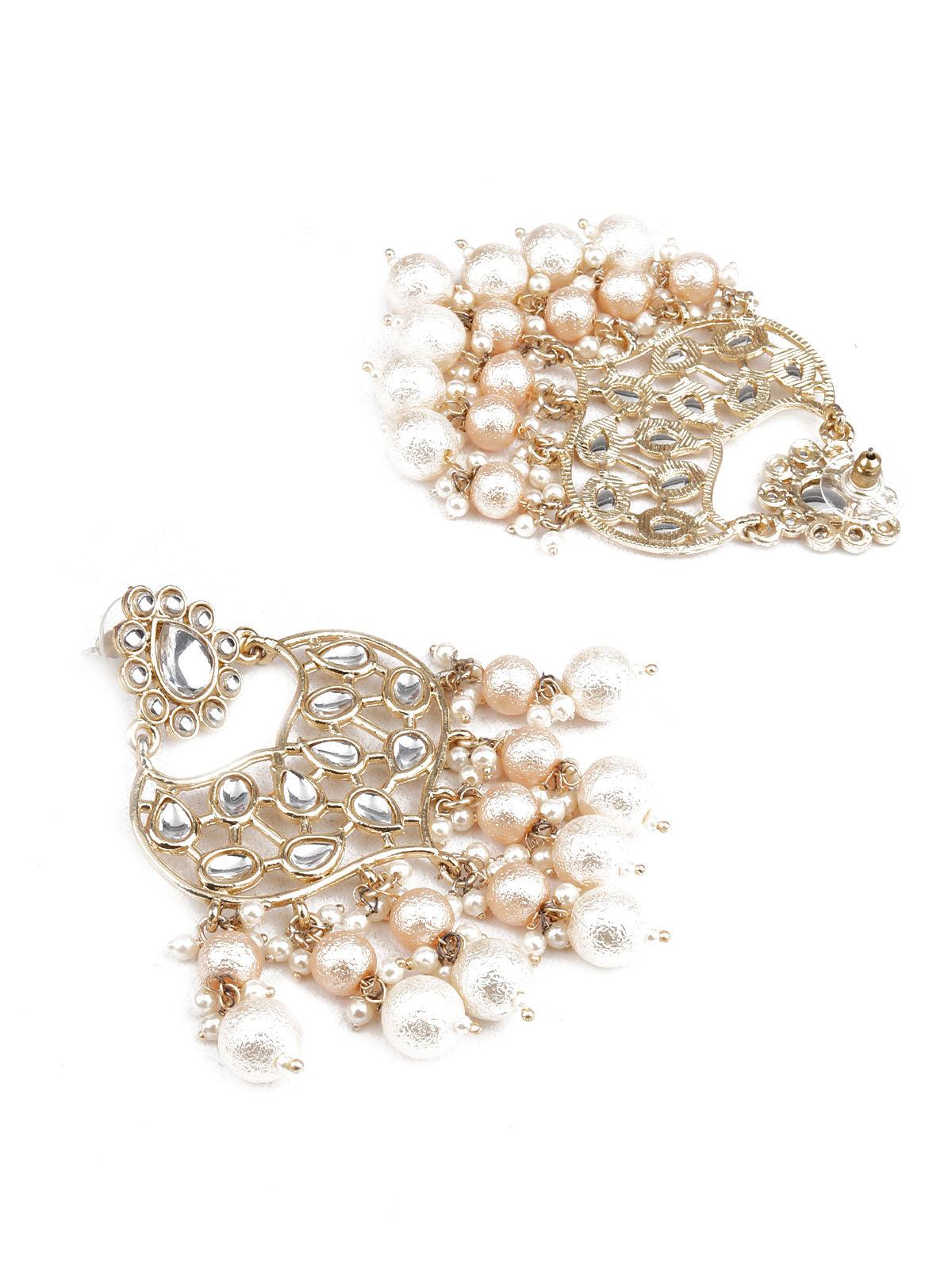 Women's Traditional Grey And White Dangler Earring