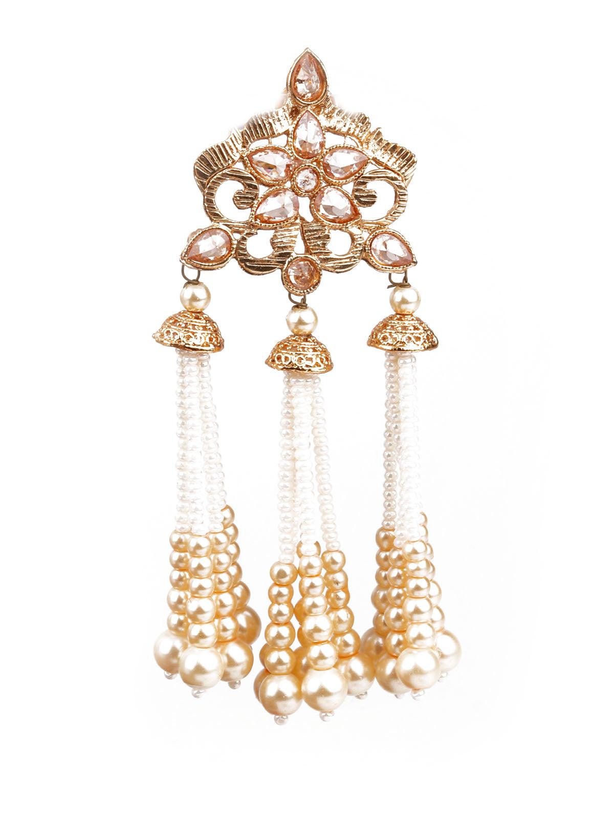 Women's Traditional Gold And White Chandelier Earring