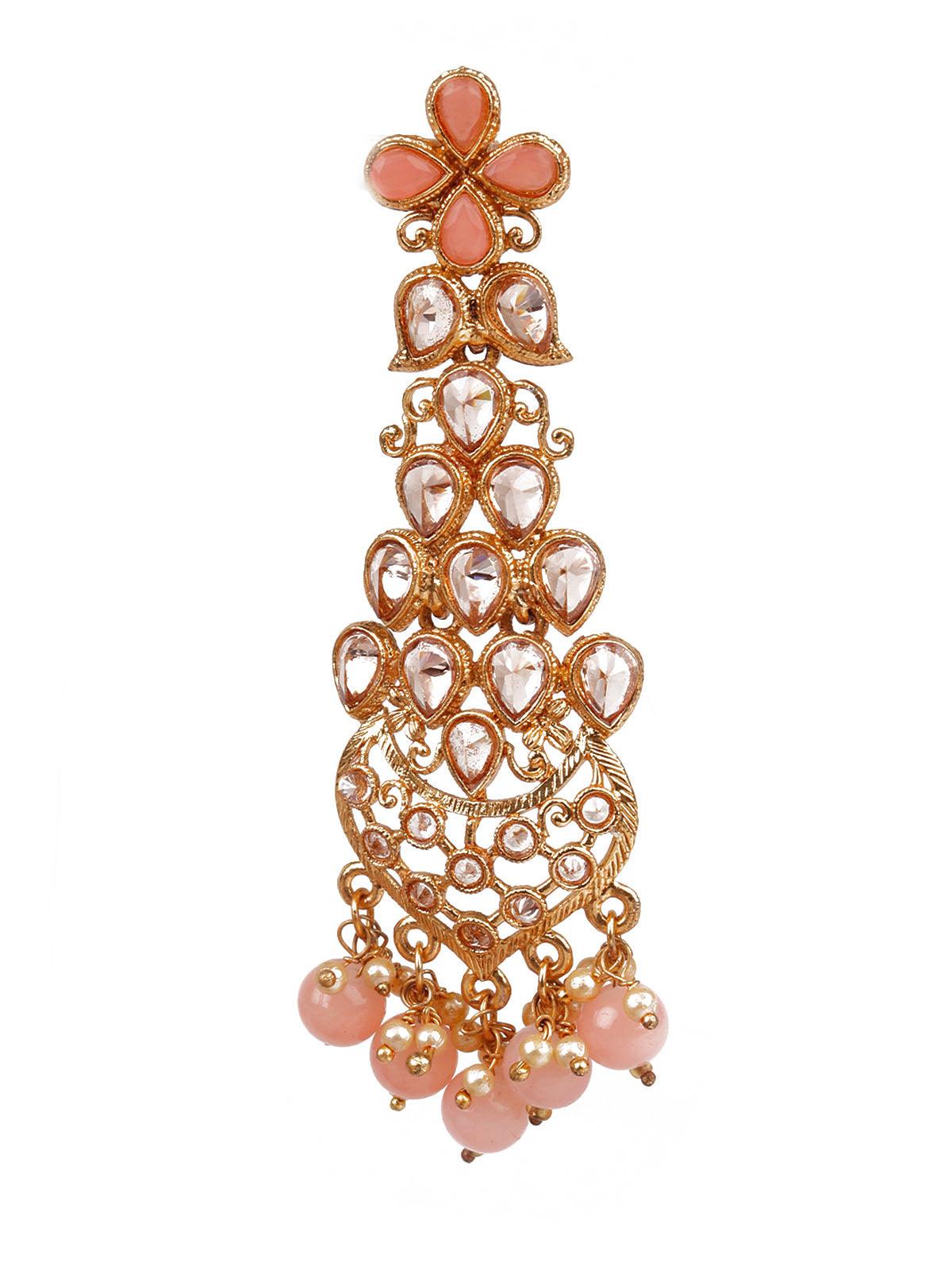 Women's Traditional Peach And Gold Dangle Earring
