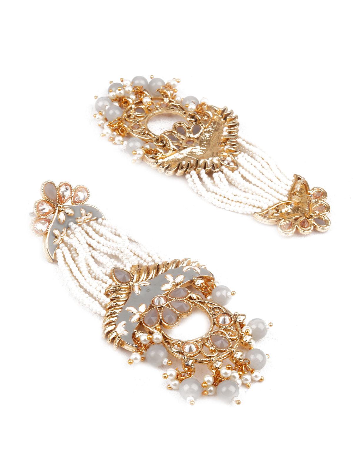 Women's Trendy White And Grey Dangle Earring