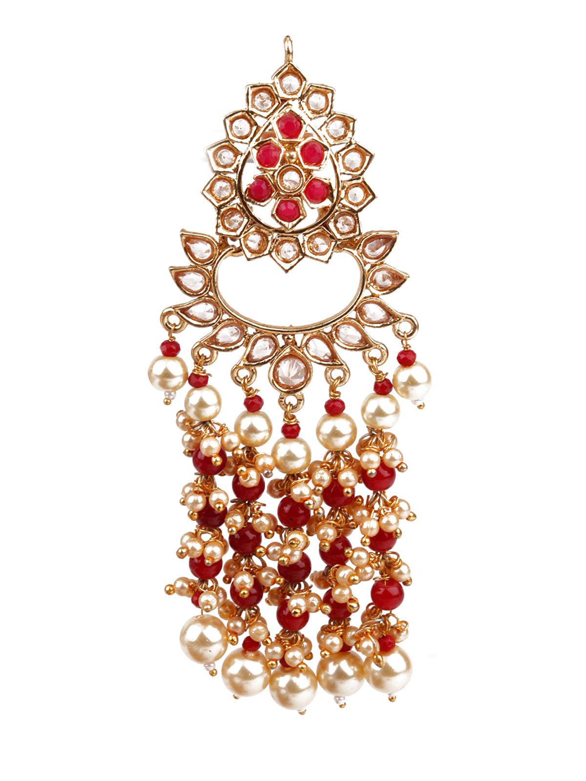 Women's Traditional Red And Gold Dangle Earring