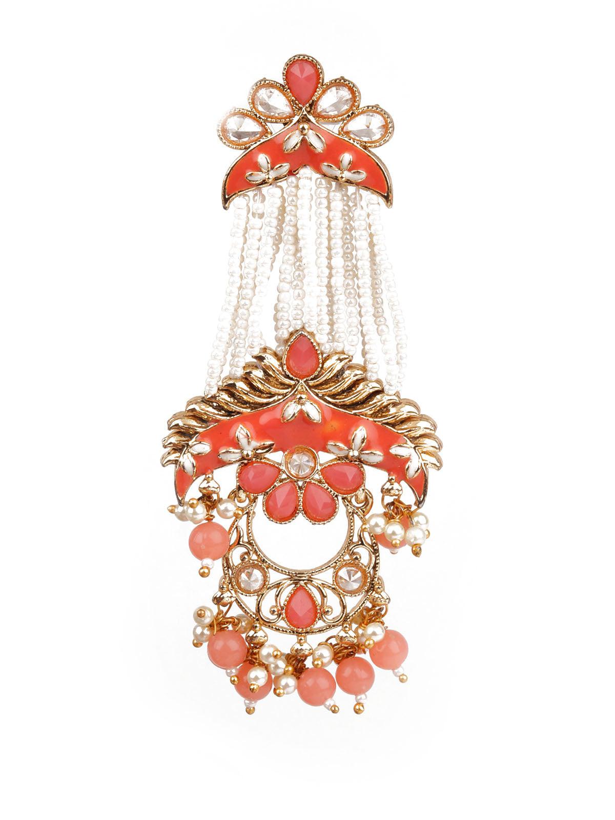 Women's Trendy White And Orange Dangle Earring