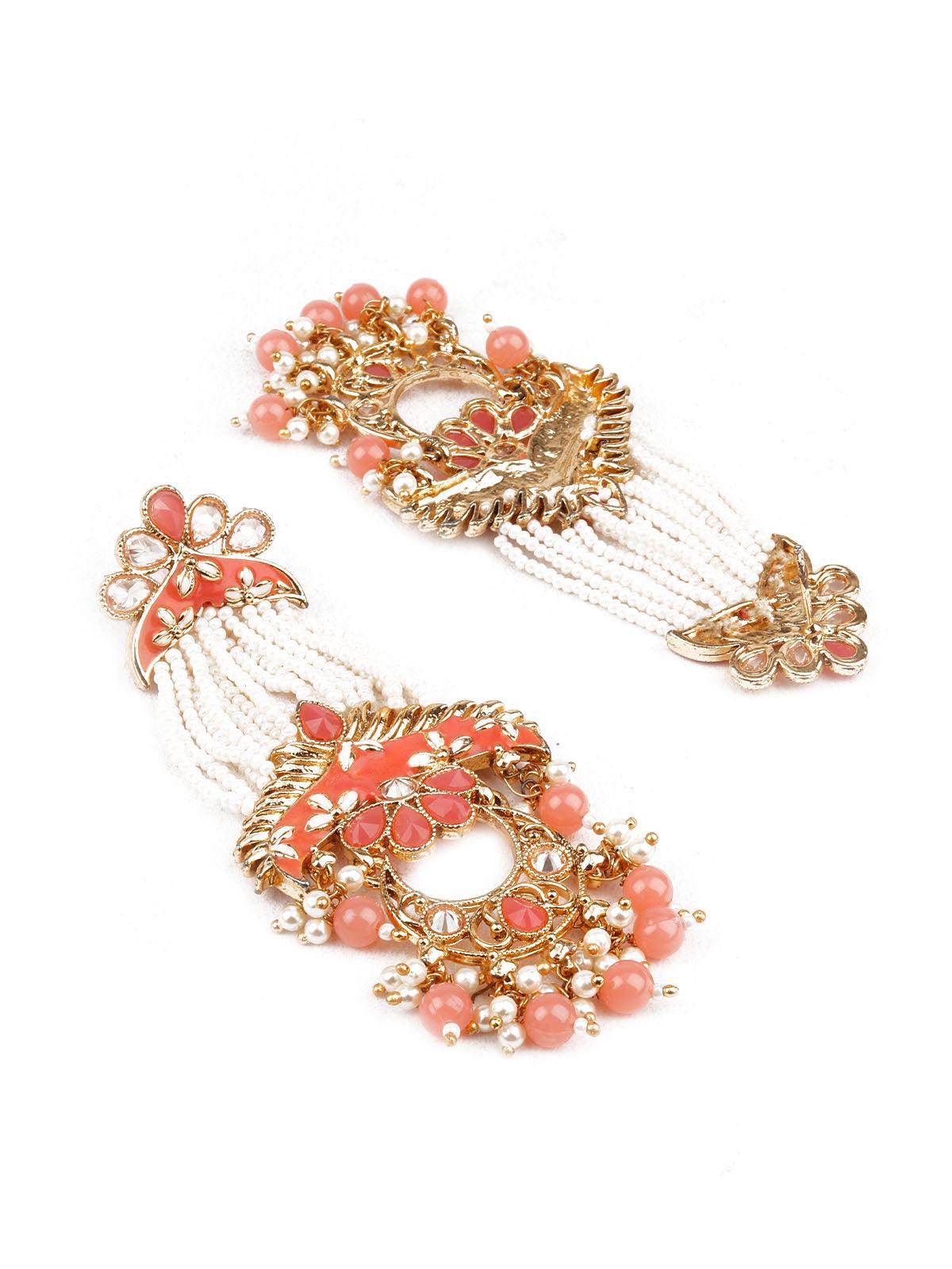 Women's Trendy White And Orange Dangle Earring