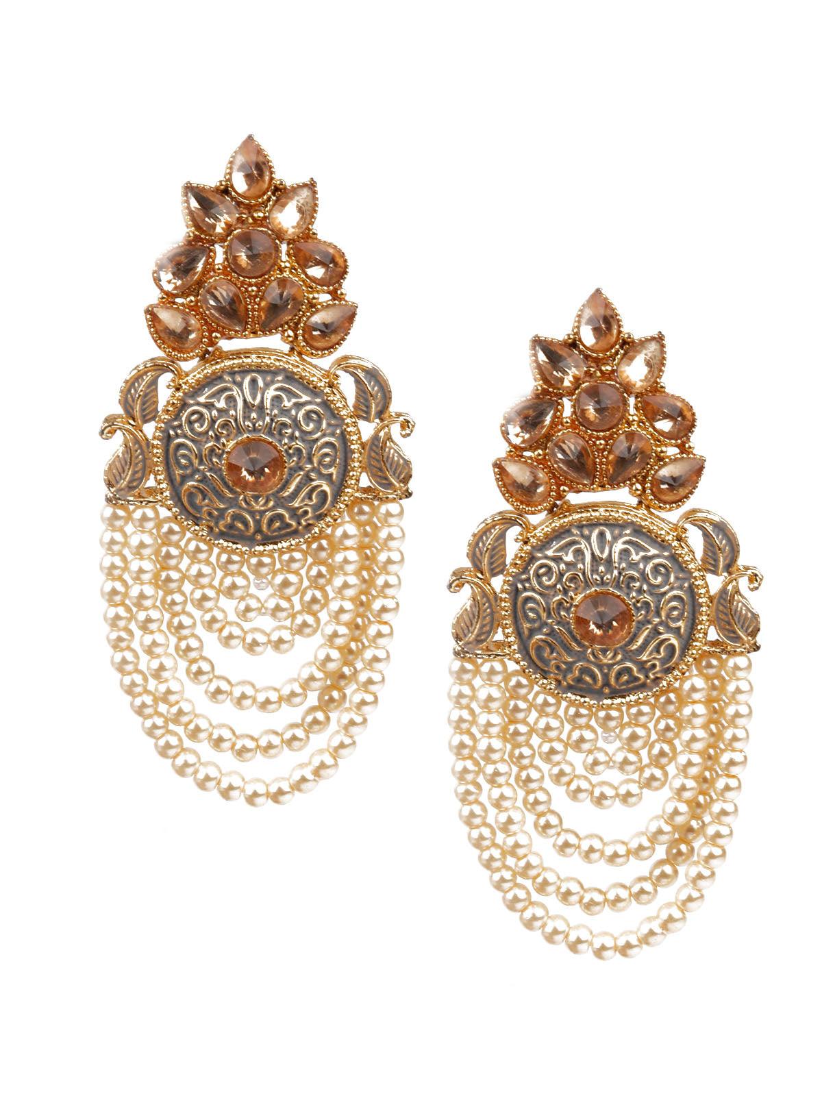 Women's Traditional Grey And White Dangle Earring