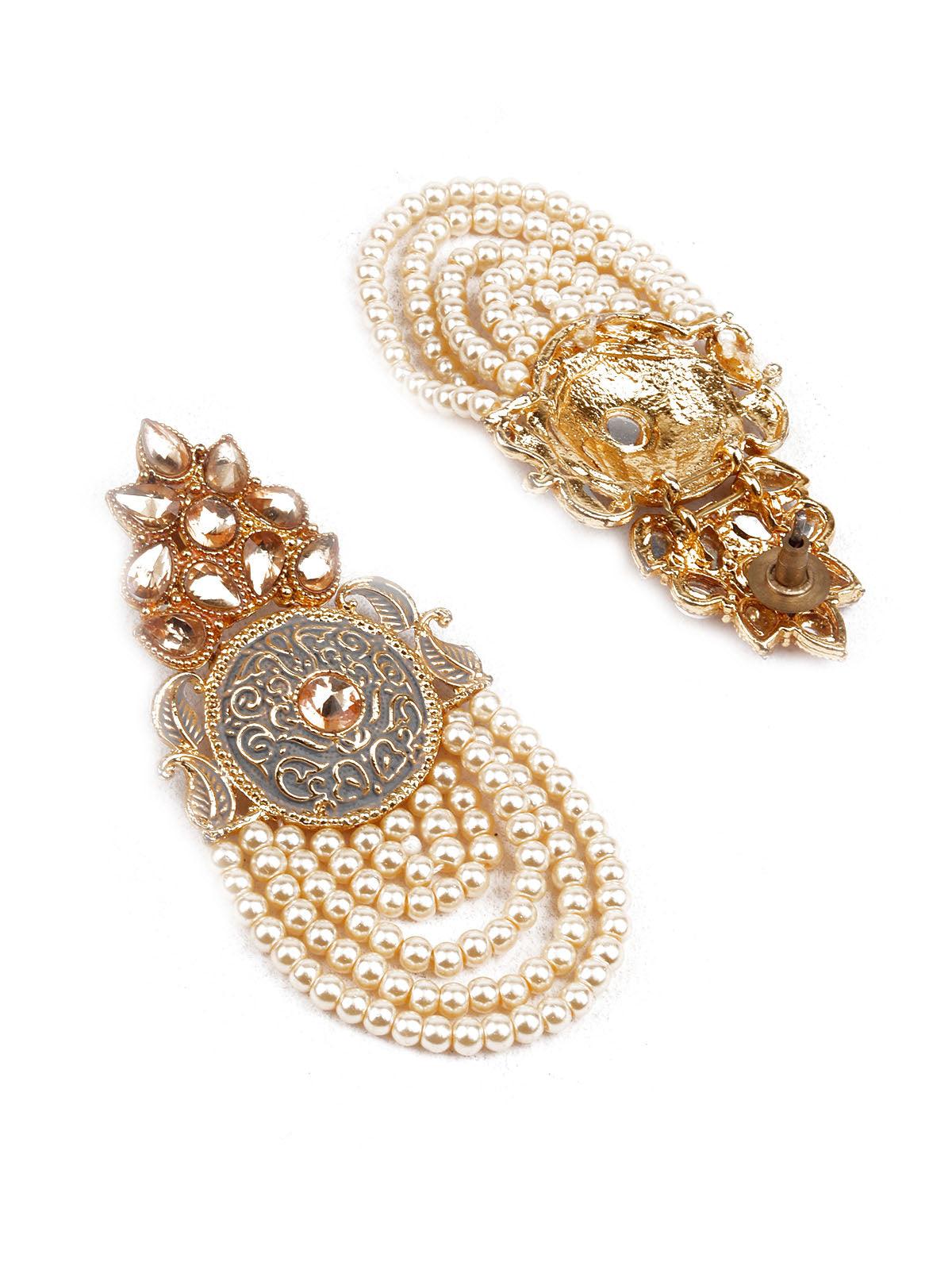 Women's Traditional Grey And White Dangle Earring