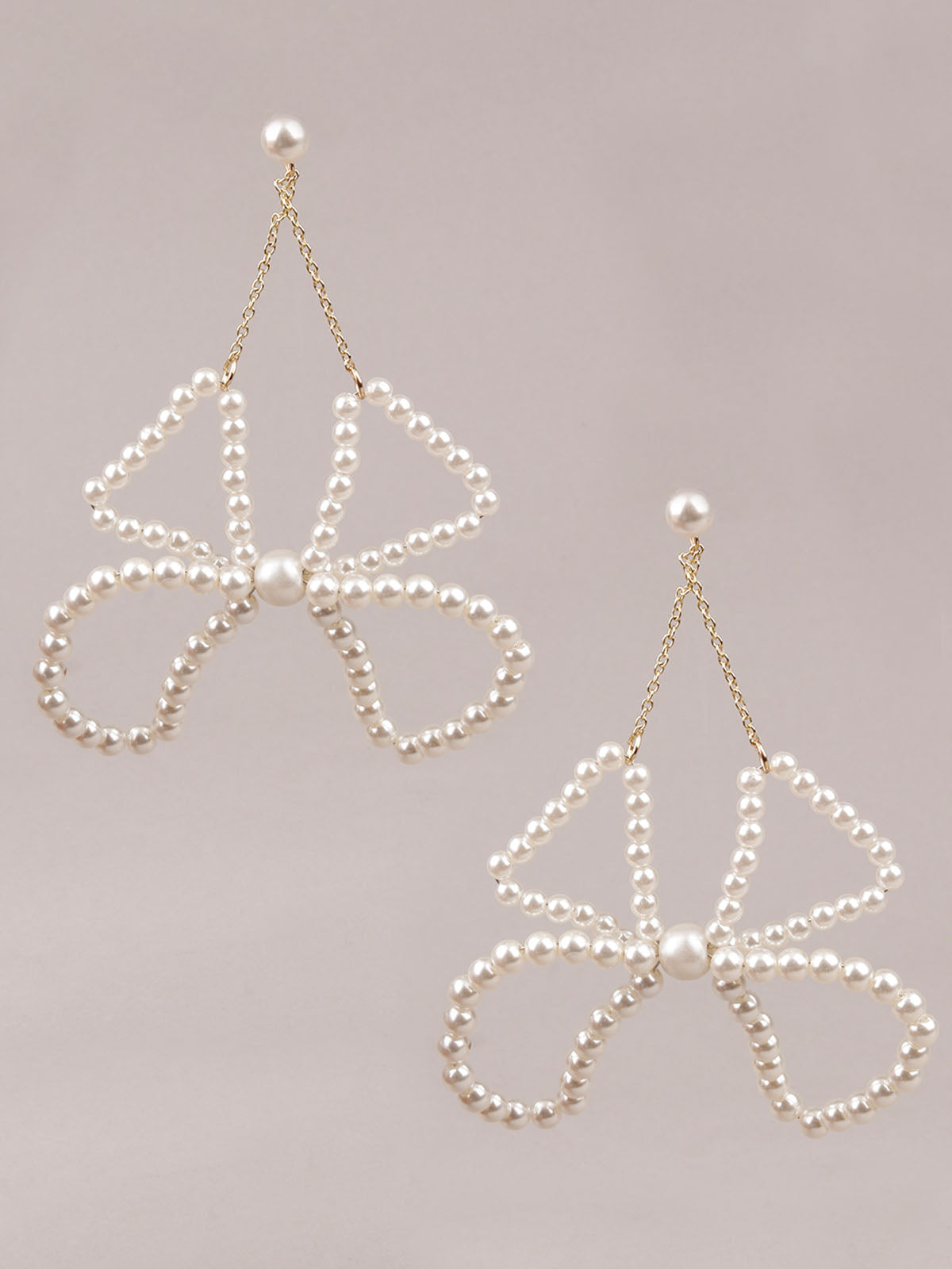 Women's White Faux Pearl Dangle Earrin