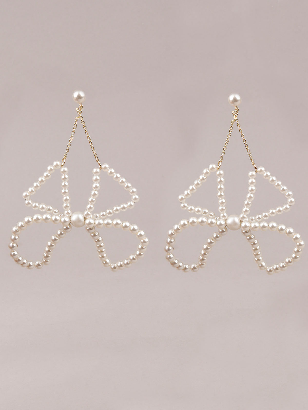 Women's White Faux Pearl Dangle Earrin
