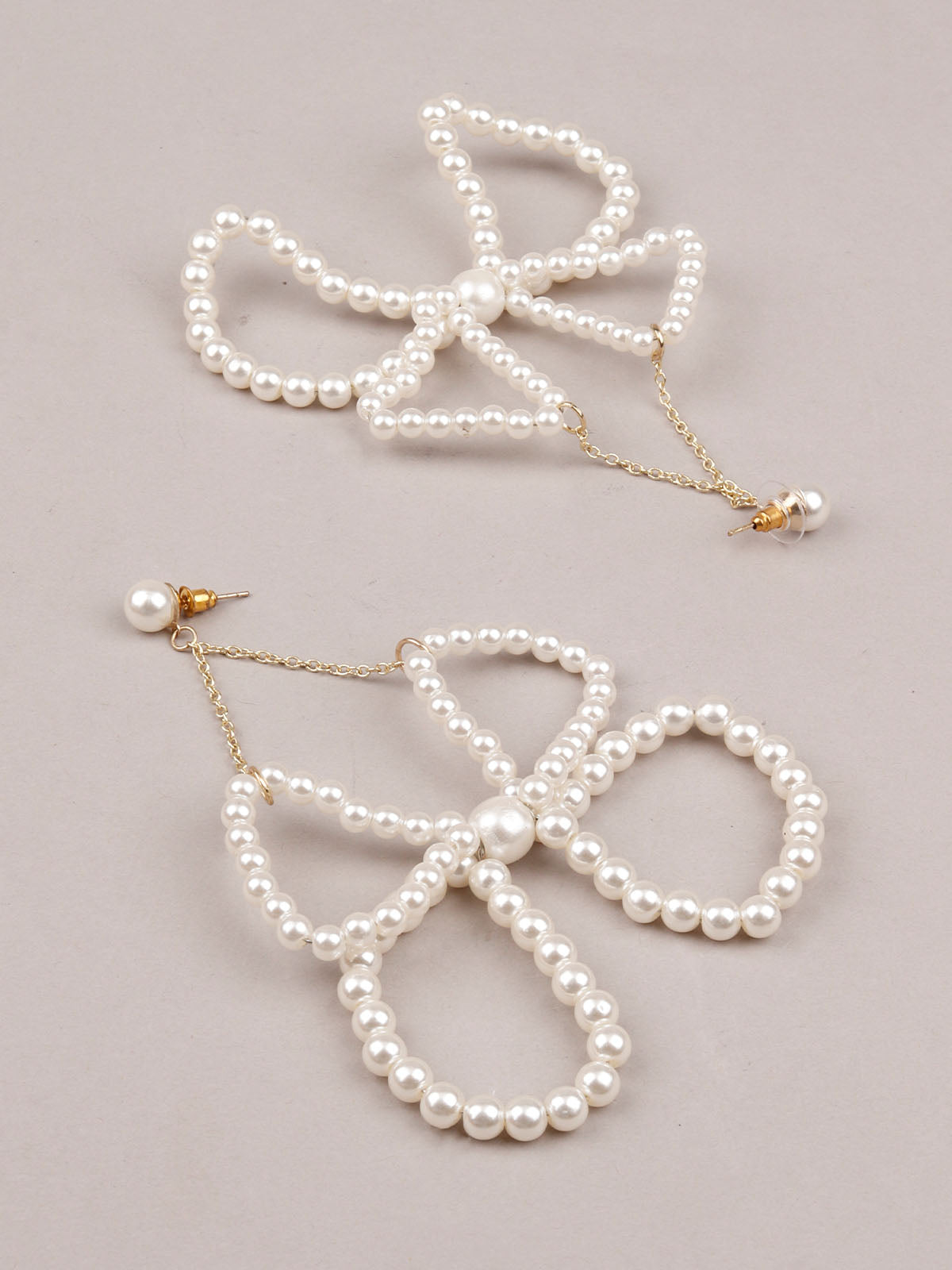 Women's White Faux Pearl Dangle Earrin