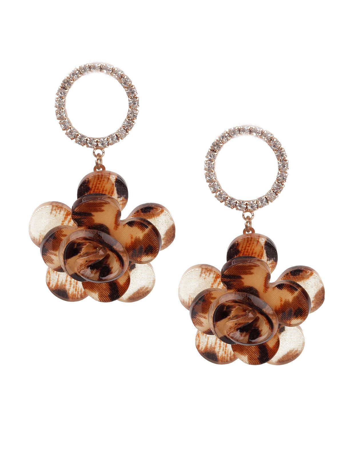 Women's Sunshine Brown And White Hoop Earring